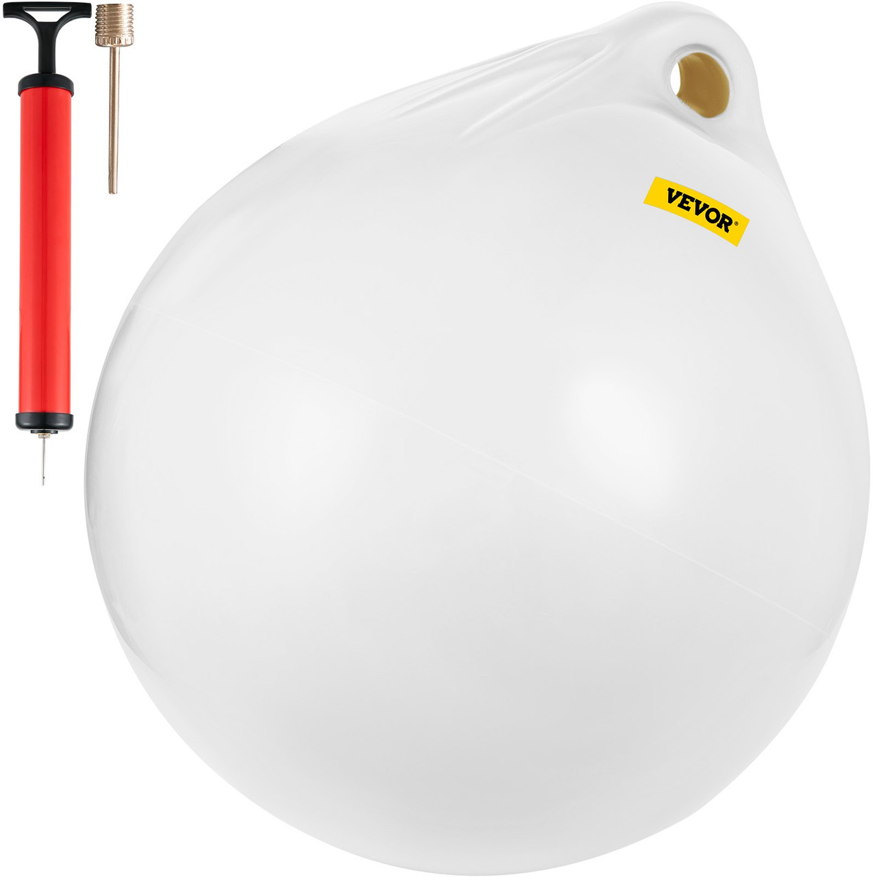 Boat Buoy Ball, 21" Diameter Inflatable Heavy-Duty Marine-Grade Vinyl Marker Buoy, Round Boat Mooring Buoy, Anchoring, Rafting, Marking, Fishing, White