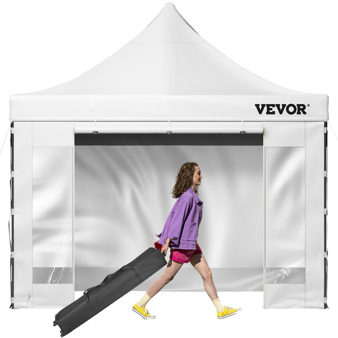 Pop Up Canopy Tent, 10 x 10 FT, Outdoor Patio Gazebo Tent with Removable Sidewalls and Wheeled Bag, UV Resistant Waterproof Instant Gazebo Shelter for Party, Garden, Backyard, White