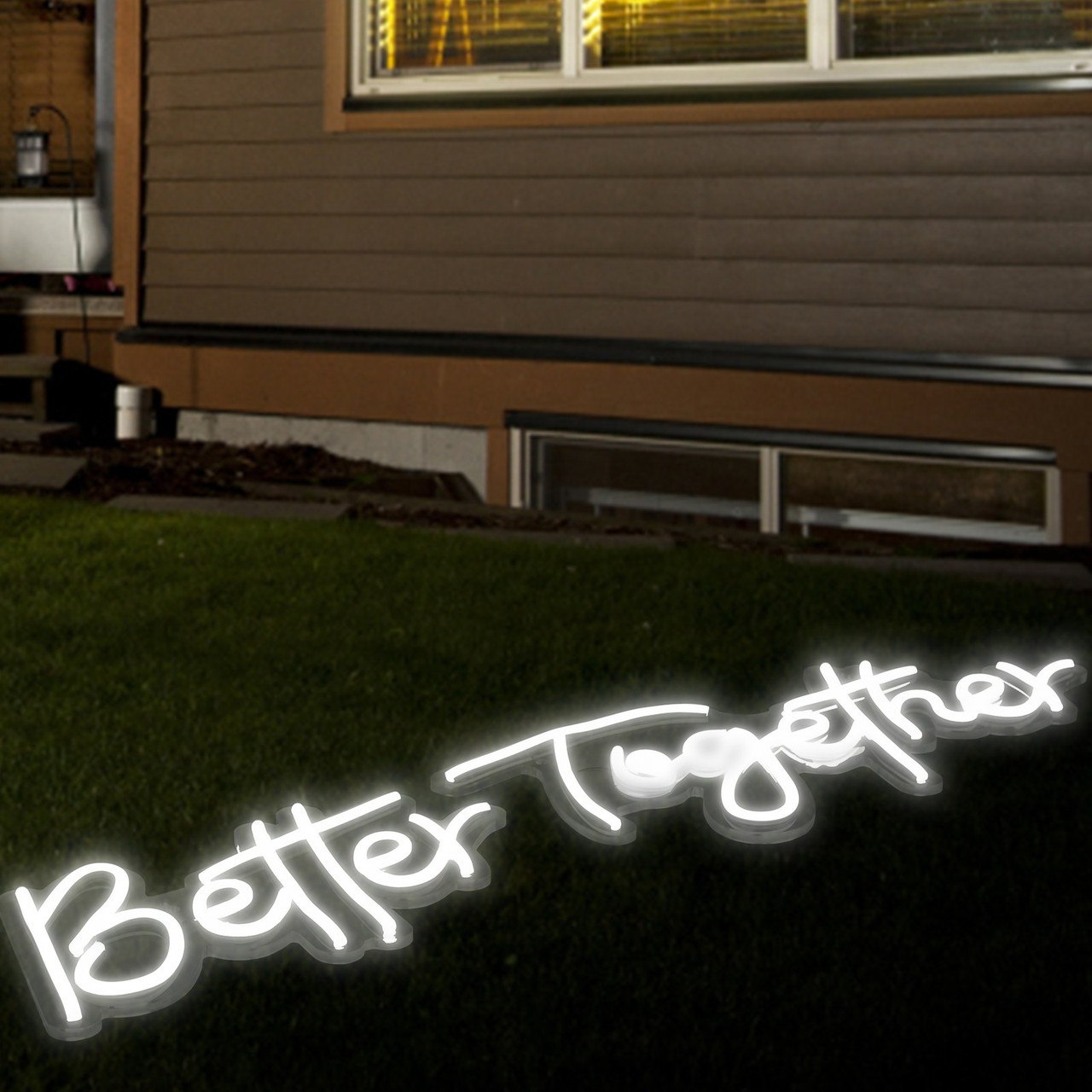 VEVOR Better Together Neon Sign, 24" x 10" + 17" x 9" White LED lights Sign, Adjustable Brightness with Dimmer Switch and 12V Power Adapter, Used for Home, Party, Wedding, and Bar Decoration