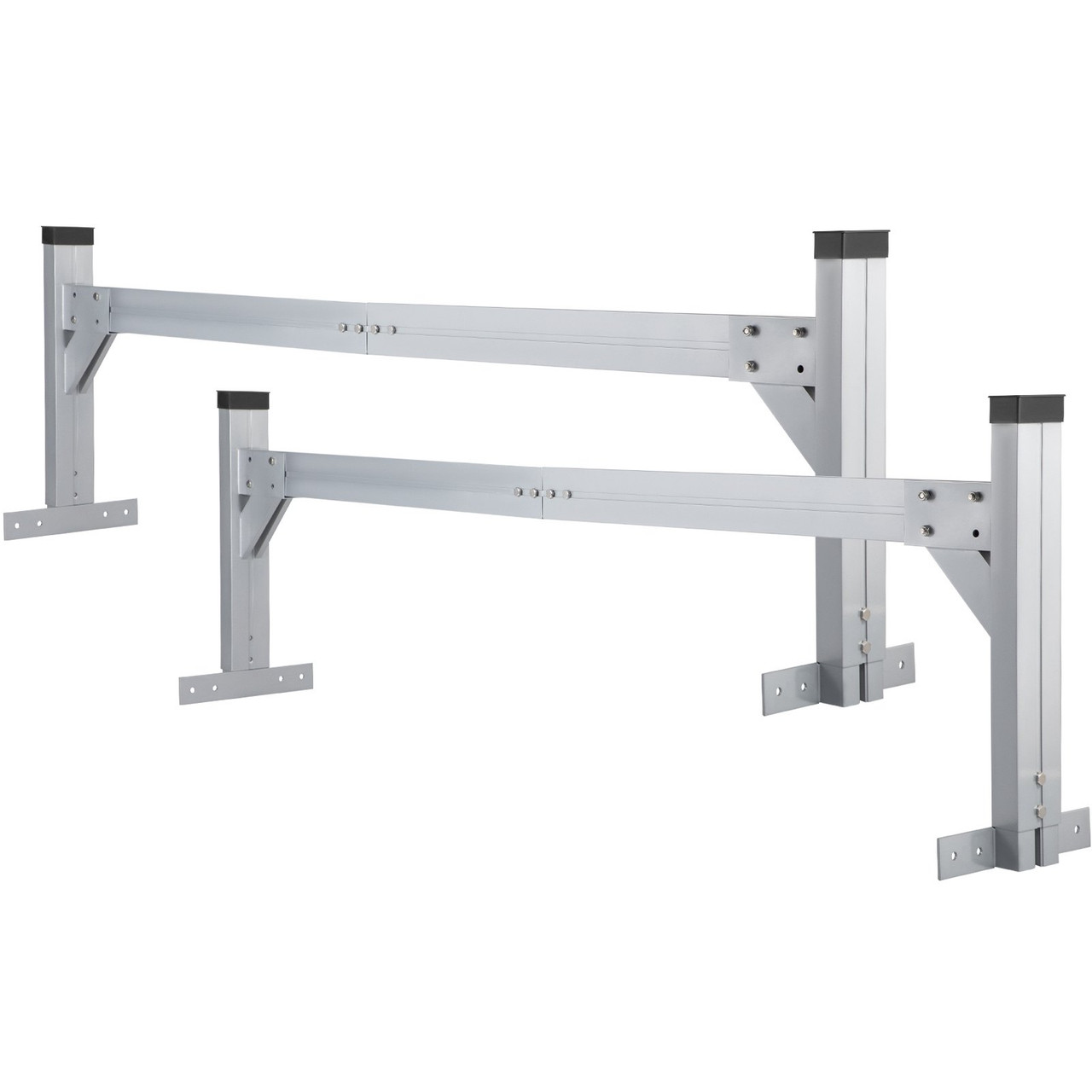 VEVOR Universal Roof Ladder Rack, Fit for 6.2'-8.3' Wide Vans, 2 Bars Adjustable Aluminum Trailer Ladder Rack with 330 LBS Capacity, for Cargo Vans Trucks or Pickups, Silver