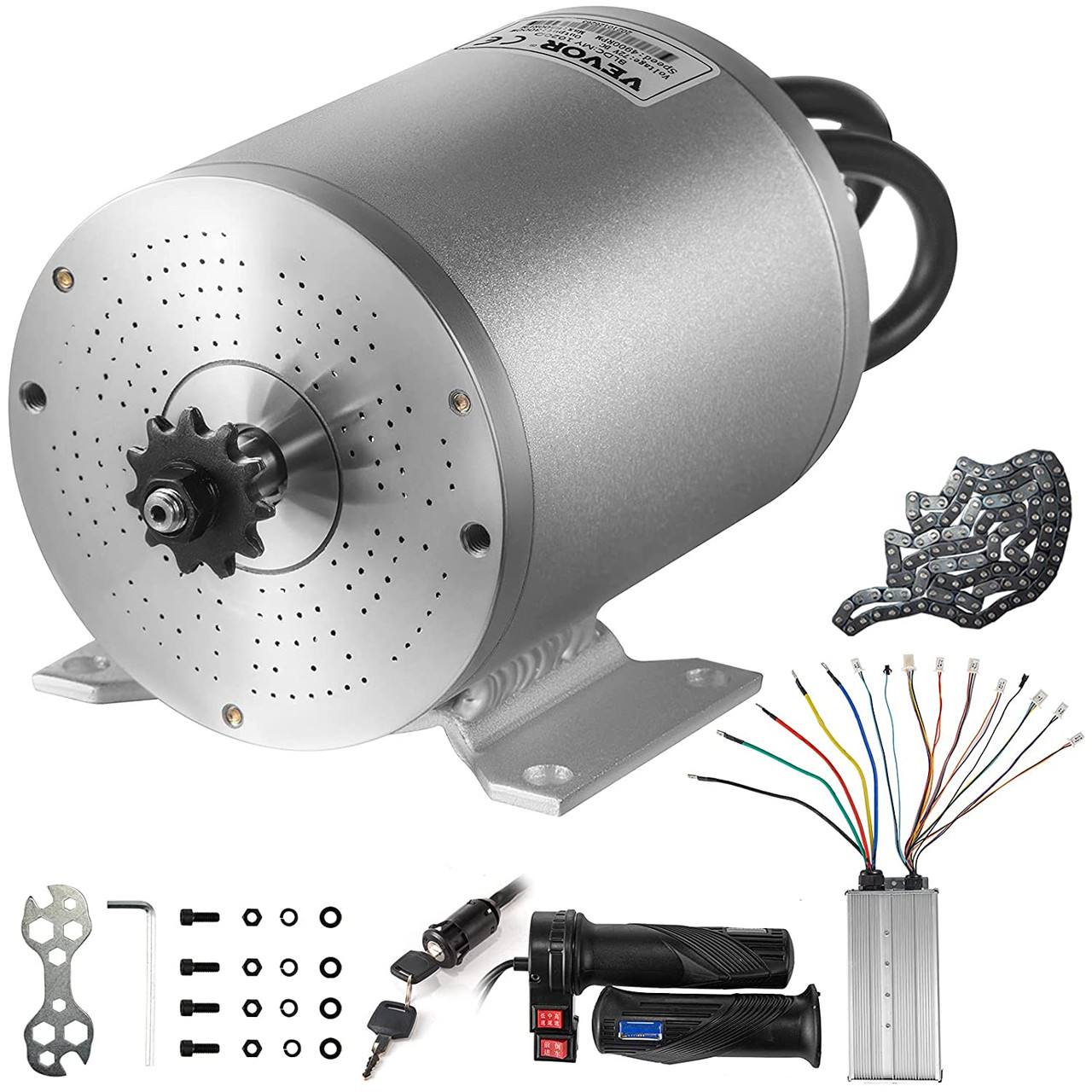 VEVOR Electric Brushless DC Motor,72V 3000W Brushless Electric Motor,4900RPM Brushless Motor Kit,w/Controller and Throttle Grip for Electric Scooter E Bike Engine Motorcycle DIY Part Conversion Kit