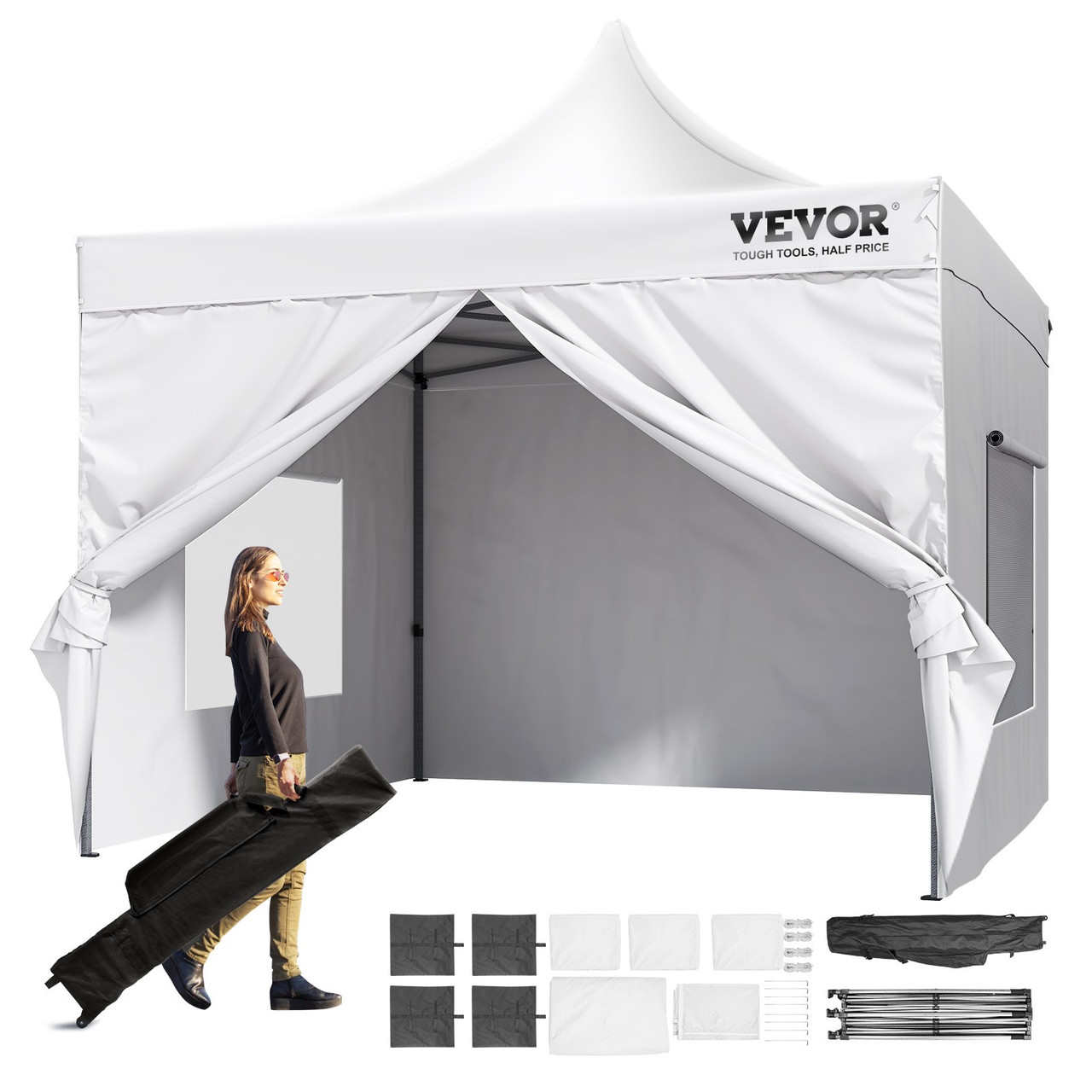 VEVOR 10x10 FT Pop up Canopy with Removable Sidewalls, Instant Canopies Portable Gazebo & Wheeled Bag, UV Resistant Waterproof, Enclosed Canopy Tent for Outdoor Events, Patio, Backyard, Party, Camping VEVOR 10x10 FT Pop up Canopy with Removable Sidewalls, Instant Canopies Portable Gazebo & Wheeled Bag, UV Resistant Waterproof, Enclosed Canopy Tent for Outdoor Events, Patio, Backyard, Party, Camping