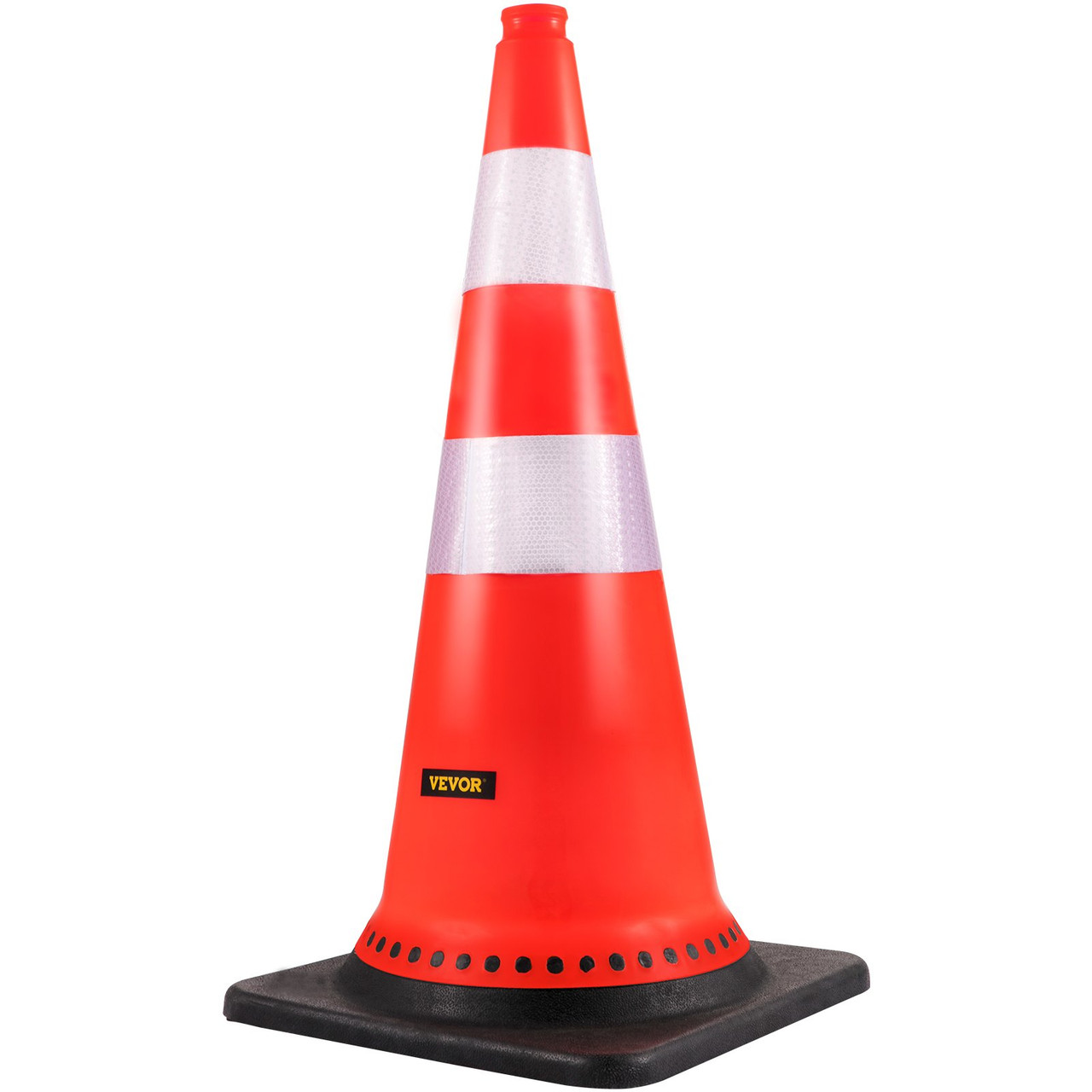 VEVOR Safety Cones, 8 x 30" Traffic Cones, PVC Orange Construction Cones, Reflective Collars Traffic Cones w/Black Weighted Base Used for Traffic Control, Driveway Road Parking and School Improvement
