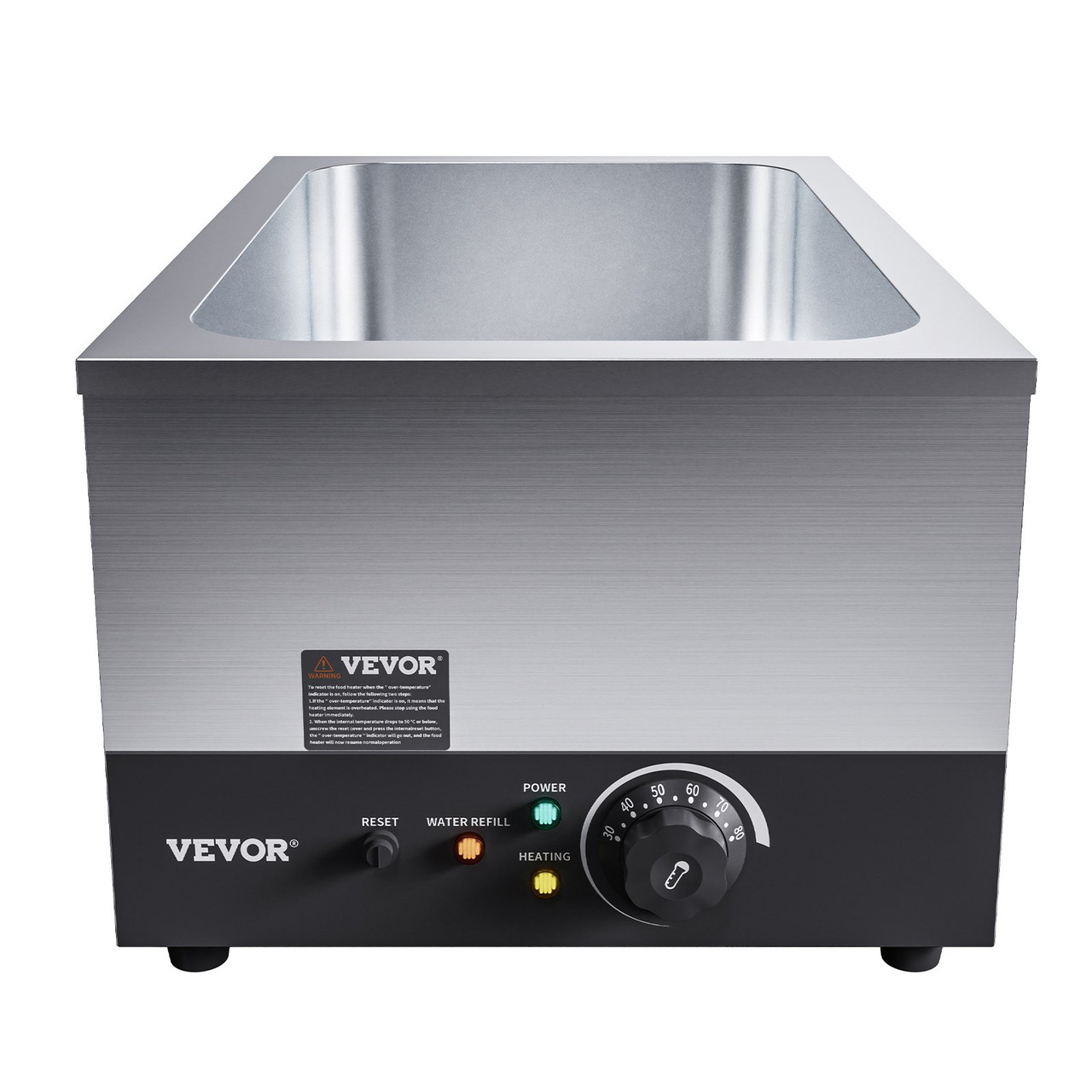 Commercial Food Warmer 24QT Bain Marie 1200W Electric Buffet Warmer Soup Warmer Stove Steam Countertop Stainless Steel Container Temperature Control for Parties, Catering and Restaurant, Silver