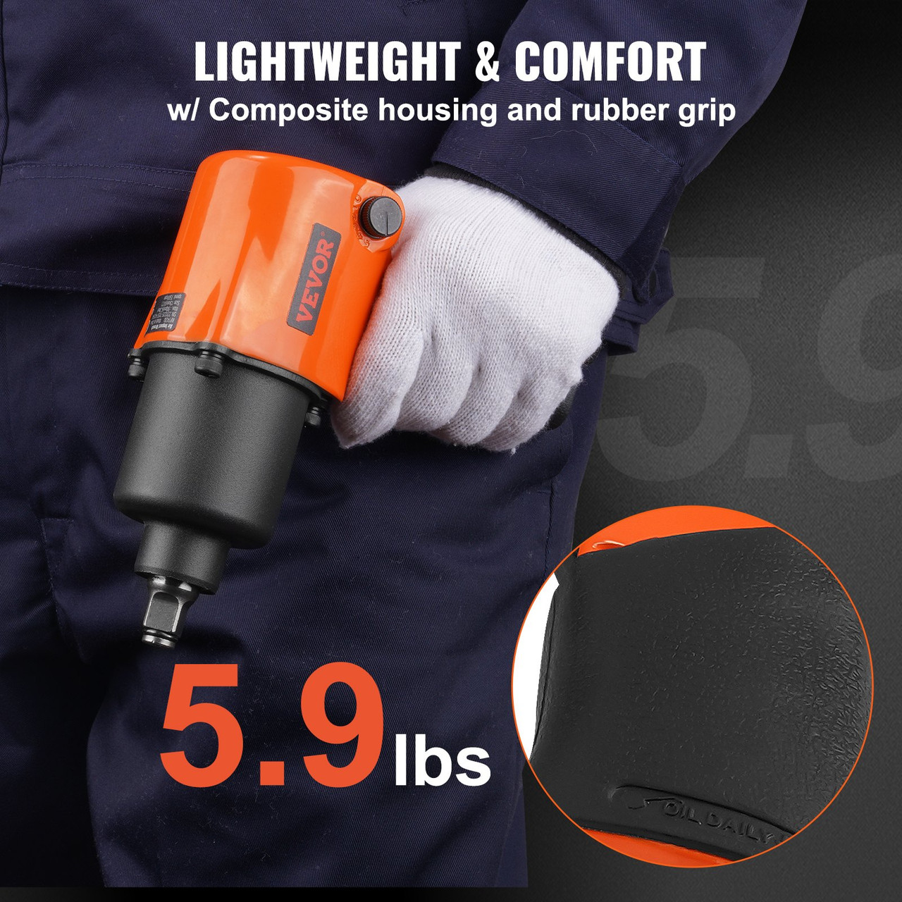 Air Impact Wrench, 1/2" Drive Air Impact Gun Up to 880ft-lbs Nut-busting Torque, 7500RPM Lightweight Pneumatic Tool for AutoÂ RepairsÂ andÂ Maintenance