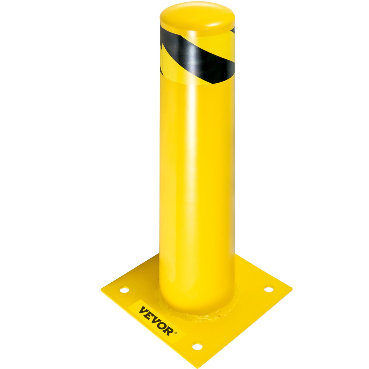 Safety Bollard 24-4.5 Safety Barrier Bollard 4-1/2" OD 24" Height Yellow Powder Coat Pipe Steel Safety Barrier with 4 Free Anchor Bolts for Traffic-Sensitive Area