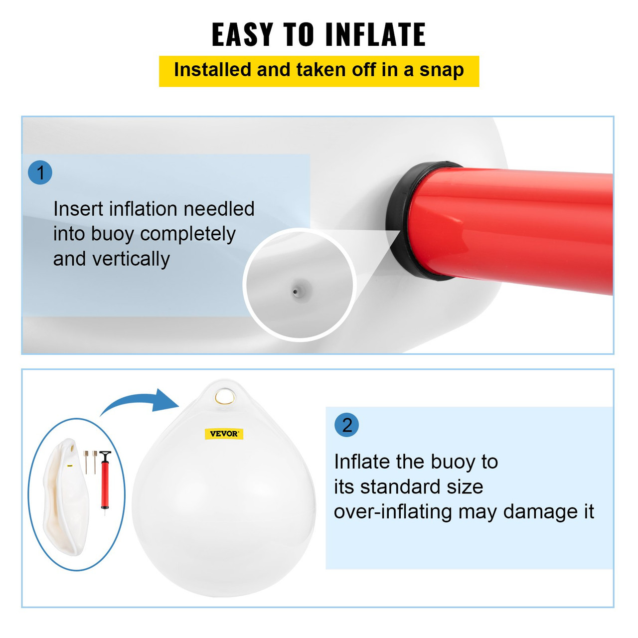 Boat Buoy Balls, 15 Diameter Inflatable Heavy-Duty Marine-Grade PVC Marker  Buoys, Round Boat Mooring