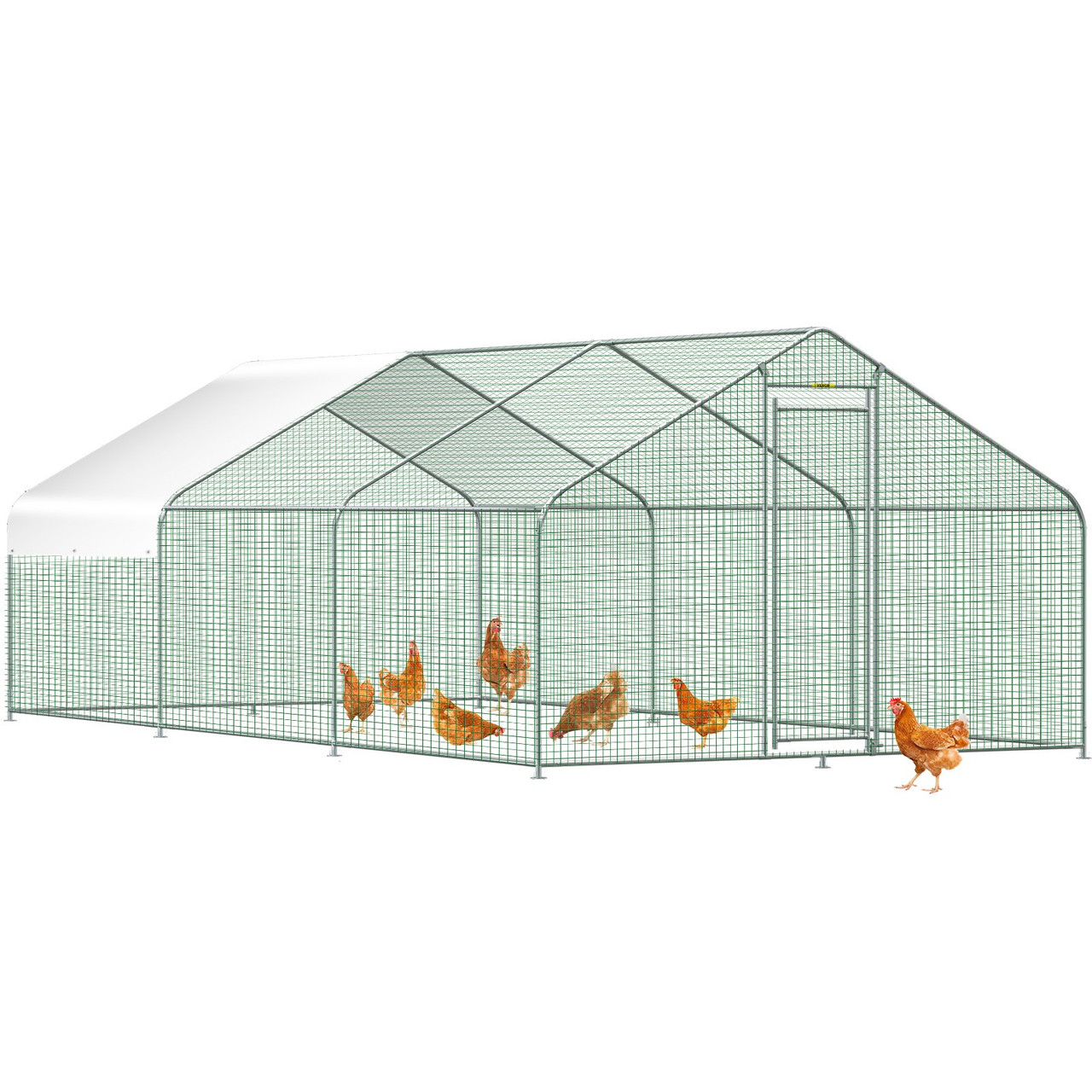 Large Metal Chicken Coop with Run, Walk in Chicken Run for Yard with Waterproof Cover, Outdoor Poultry Cage Hen House, 19.3x9.8x6.5ft Large Space for