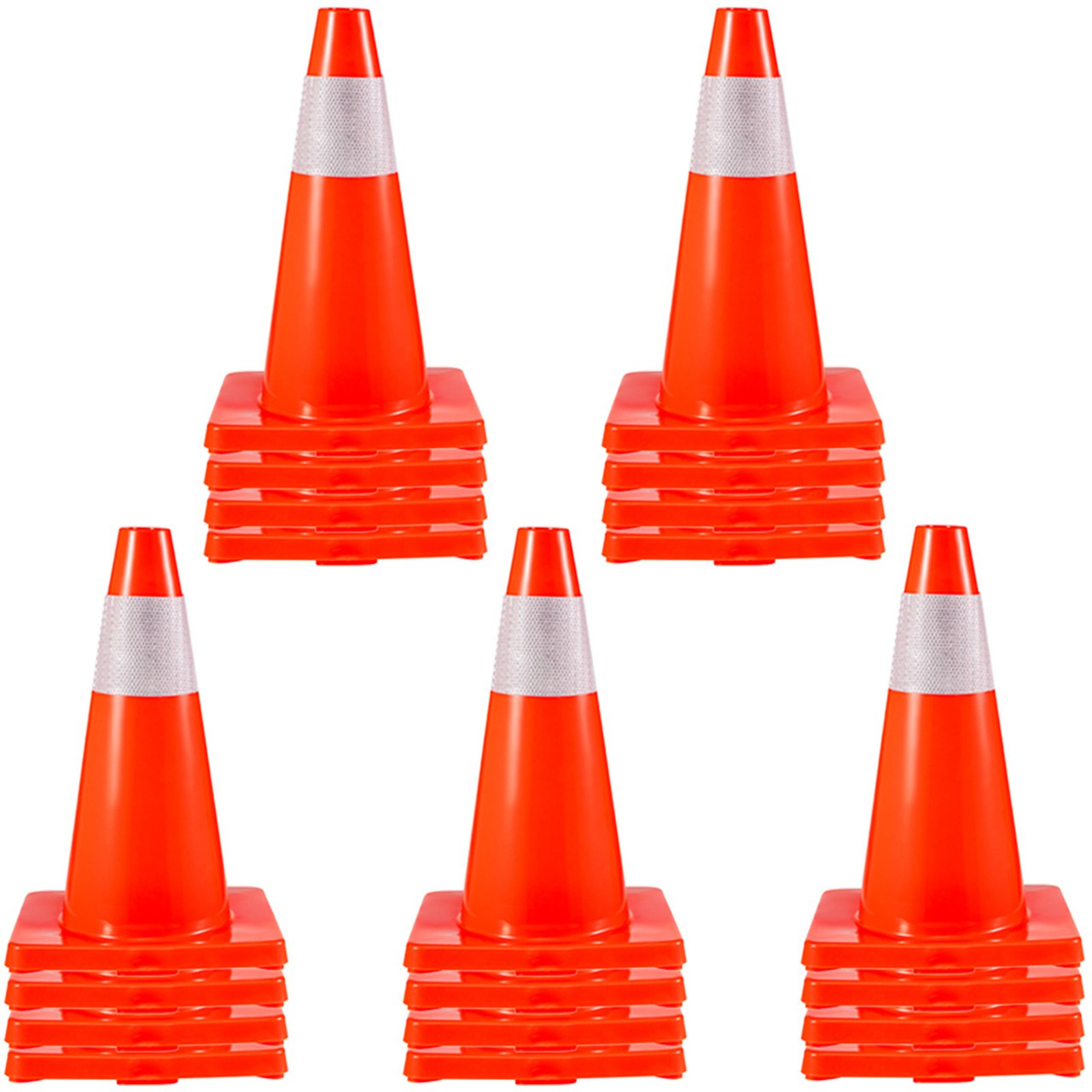 20Pack 18" Traffic Cones, Safety Road Parking Cones PVC Base, Orange Traffic Cone with Reflective Collars, Hazard Construction Cones for Home Traffic Parking