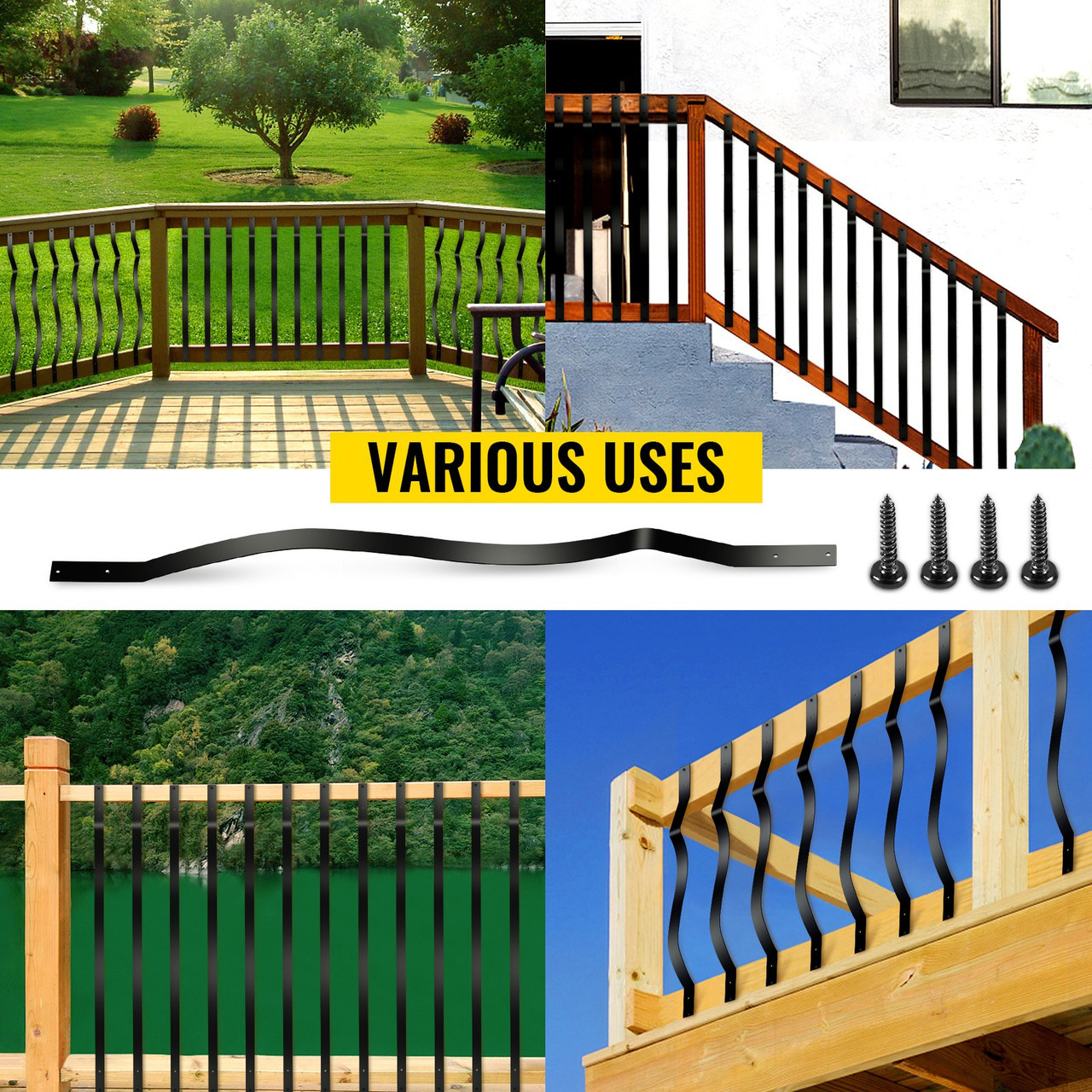 Deck Balusters, 51 Pack Metal Deck Spindles, 36"x0.75" Staircase Baluster with Screws, Aluminum Alloy Deck Railing for Wood and Composite Deck, Circle Baluster for Outdoor Stair Deck Porch