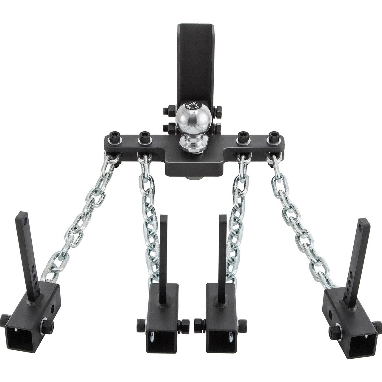 Weight Distribution Hitch, 1000 lb Tongue Capacity Load Leveling Hitch with Sway Control, 2" Ball & 4" Drop/Rise & 4 Chains & Universal Frame Bracket, No-Bounce No-Sway Trailer Towing