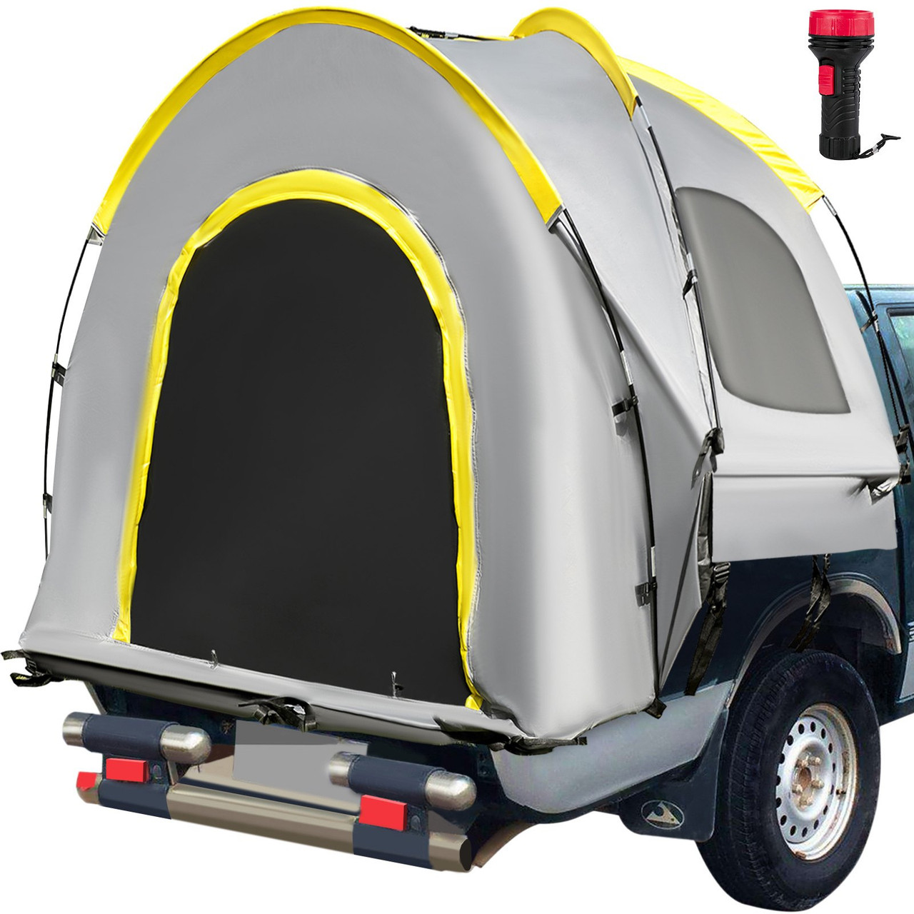 Truck Tent 5-5.2 Truck Bed Tent, Full-Size Pickup Tent, Waterproof Truck Camper, 2 Mesh Windows, Easy To Setup Truck Tents For Camping, Hiking, Fishing, Grey Color