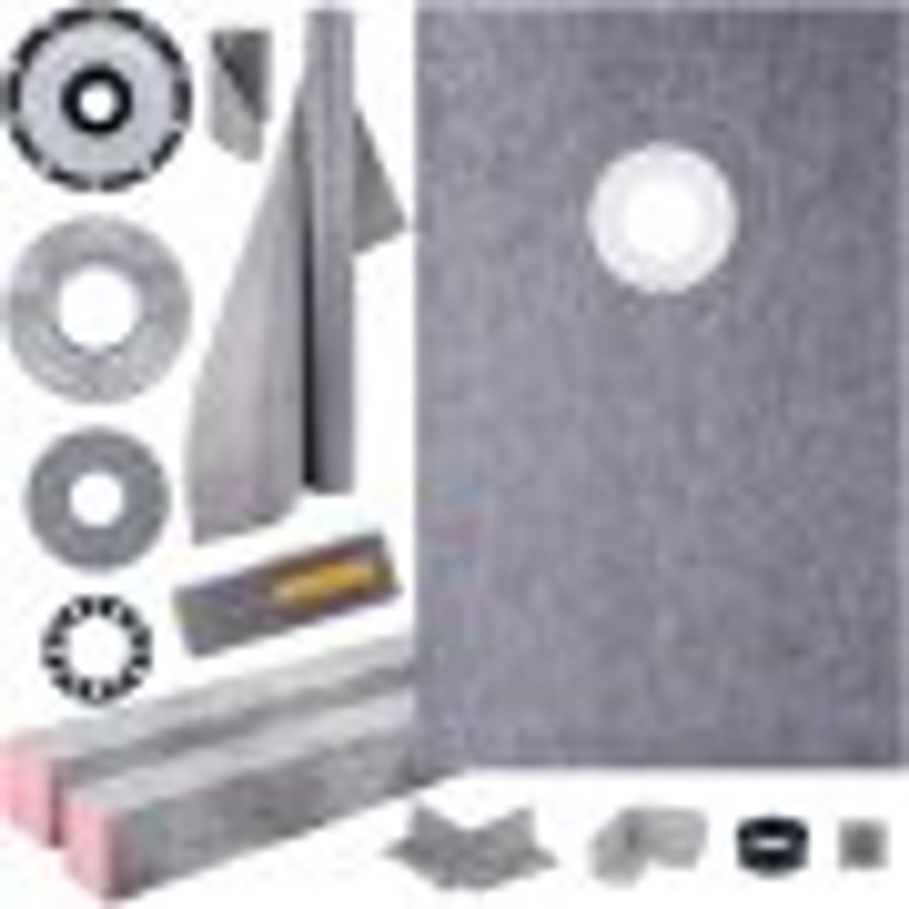 Shower Curb Kit 38" x 60" Watertight Shower Curb Overlay with 4" PVC Offset Bonding Flange, 4" Stainless Steel Grate, 2 Cuttable Shower Curb and Trowel, Shower Pan Slope Sticks Fit for Bathroom