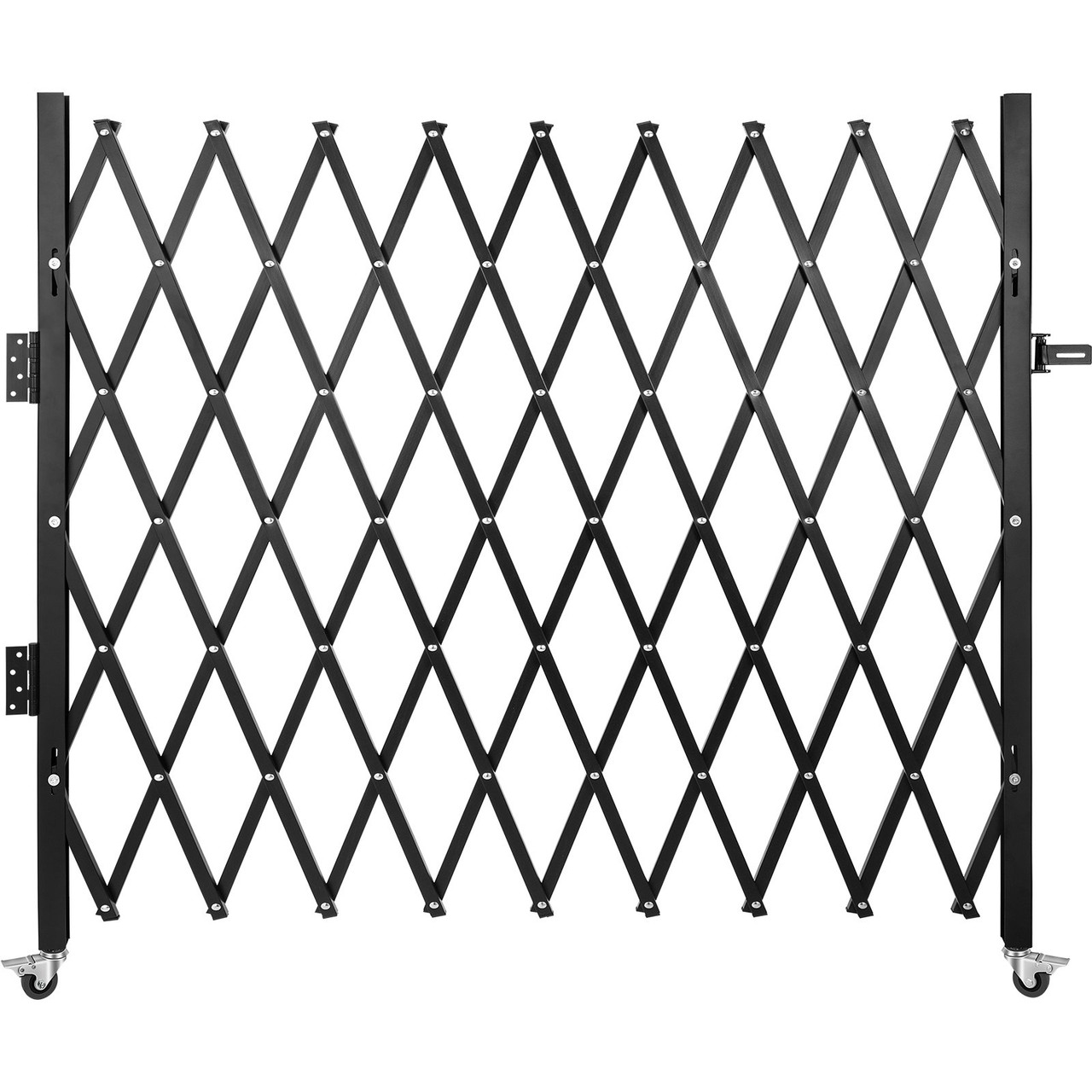 Single Folding Security Gate, 7' H x 6-1/2' W Folding Door Gate, Steel Accordion Security Gate, Flexible Expanding Security Gate, 360° Rolling Barricade Gate, Scissor Gate/Door with Padlock