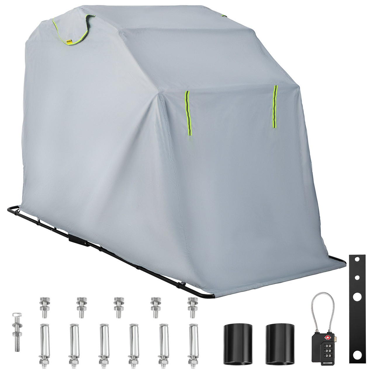 Motorcycle Shelter, Waterproof Motorcycle Cover, Heavy Duty Motorcycle Shelter Shed, 420D Oxford Motorbike Shed Anti-UV, 106.3"x41.3"x62.9" Grey