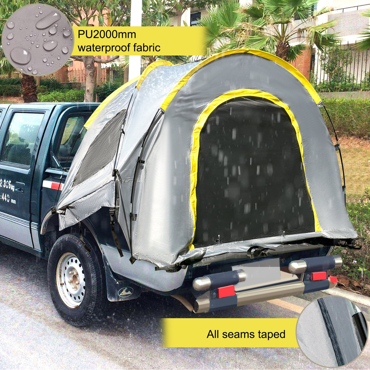 Truck Tent 6Â’ Tall Bed Truck Bed Tent, Pickup Tent for Mid Size Truck, Waterproof Truck Camper, 2-Person Sleeping Capacity, 2 Mesh Windows, Easy To Setup Truck Tents For Camping, Hiking (100-88959)