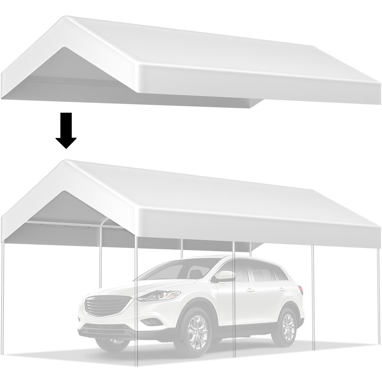 Carport Replacement Canopy Cover, 10 x 20 ft, Ripstop Triple-layer