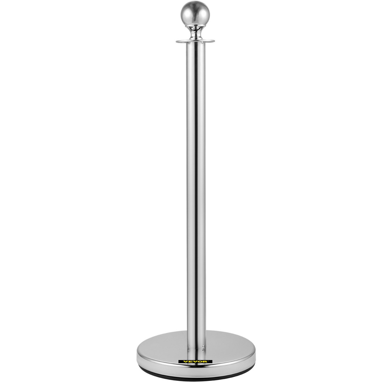 VEVOR Crowd Control Stanchion, Set of 2 Pieces Stanchion, Stanchion Set with 5 ft/1.5 m Black Velvet Rope, Silver Crowd Control Barrier w/Sturdy Concrete and Metal Base â€“ Easy Connect Assembly