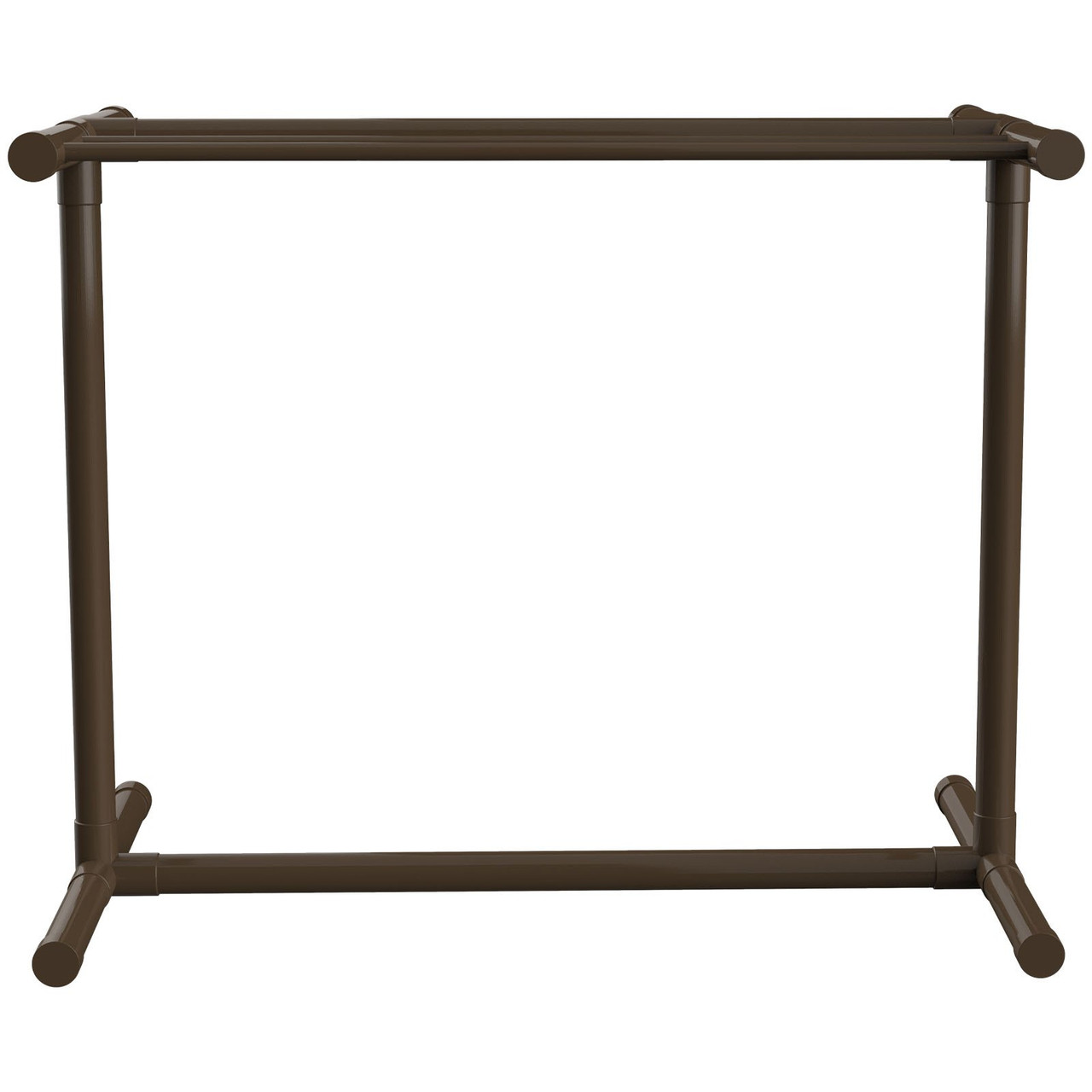 Pool Towel Rack, 5 Bar, Brown, Freestanding Outdoor PVC T-Shape Poolside Storage Organizer, Include 8 Towel Clips, Mesh Bag, Hook, Also Stores Floats and Paddles, for Beach, Swimming Pool, Home