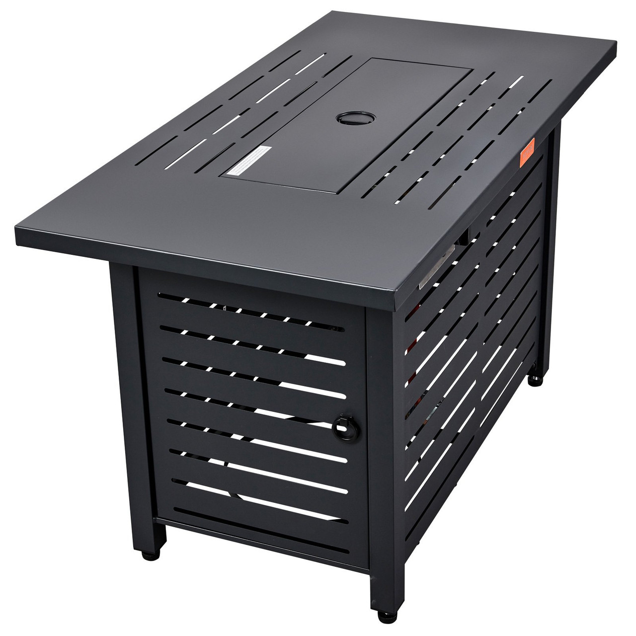 Gas Fire Pit Table, 43 In 50000 BTU, Propane Outdoor Wicker Patio fire Pits with Carbon Steel Tabletop, Lava Rock, Glass Wind Guard, Cover, Add Warmth to Gathering on Garden Backyard, CSA Listed