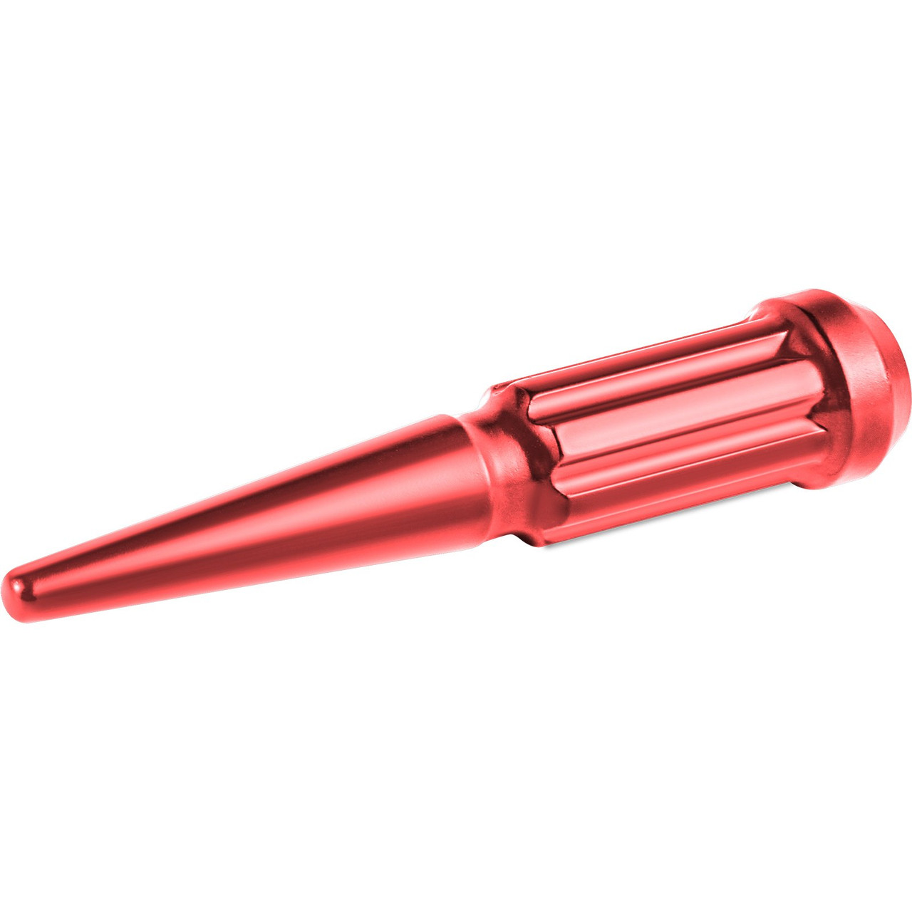M14x1.5 Spike Lug Nuts, 24 PCS Chrome Spiked Lug Nuts 14mmx1.5, 4.4" Tall Closed End Acorn Wheel Lug Nut w/ 1 Socket Key, Compatible with Chevy Silverado 1500 2500 3500, Ford GMC Sierra, Red