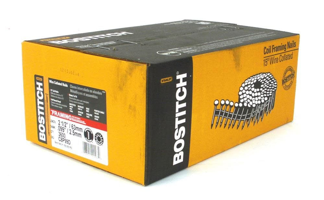 BOSTITCH 2 1/2 In. x .099 Smooth Shank15 Coil Framing Nail