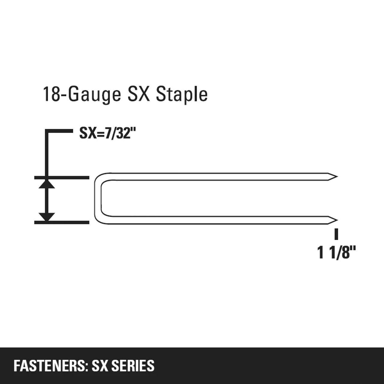 BOSTITCH 7/32" CROWN X 1-1/8" LEG 18 GAUGE SX SERIES STAPLE (10 Pcs)