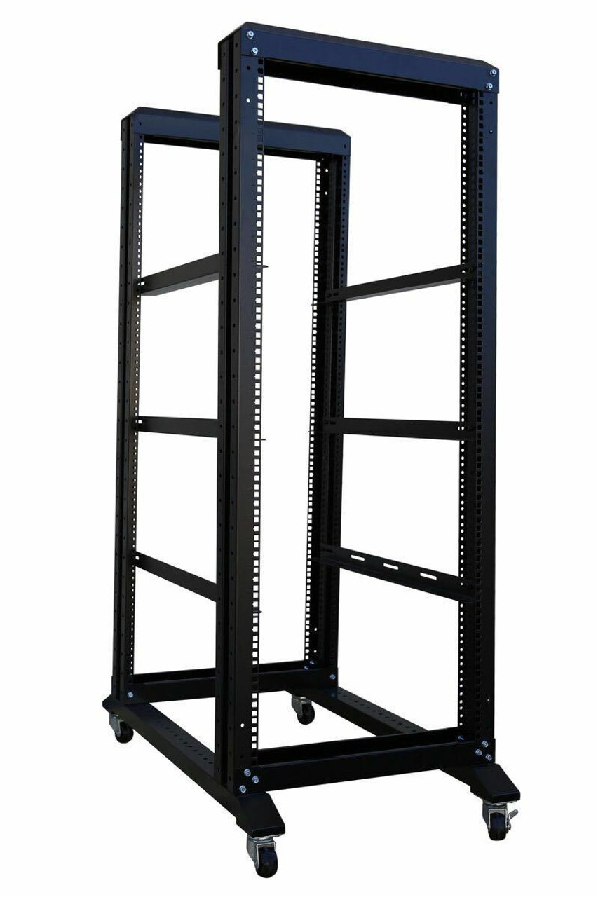 27U 4 Post Open Frame19"IT Network Server Rack 24" Deep W/ L Rails