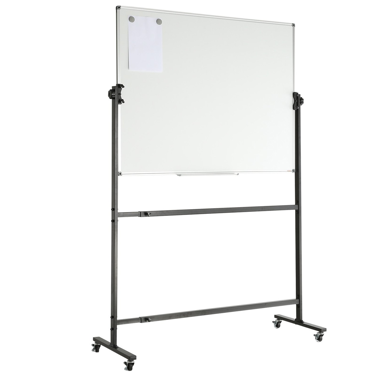 Rolling Magnetic Whiteboard, Double-sided Mobile Whiteboard 48x36 Inches, Adjustable Height Dry Erase Board with Wheels, 1 Magnetic Erase & 3 Dry Erase Markers & Movable Tray for Office School