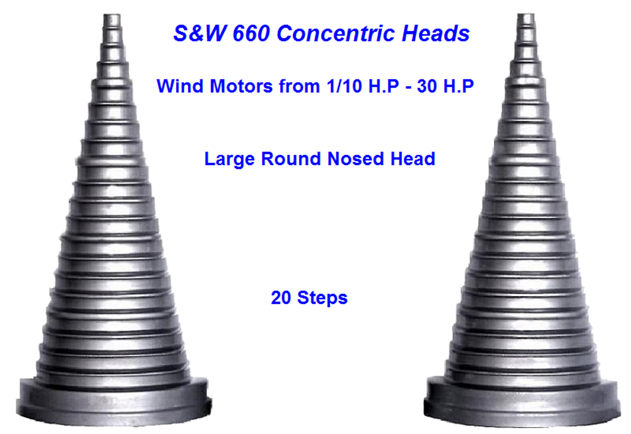 S&W Concentric Heads 20, Step width 3/4"(19.05mm)- 6 1/4"(158.75mm), Slot width 5/8"(15.875mm)wide, Rib height 3/8"(9.525mm) - 3/4"(19.05mm)