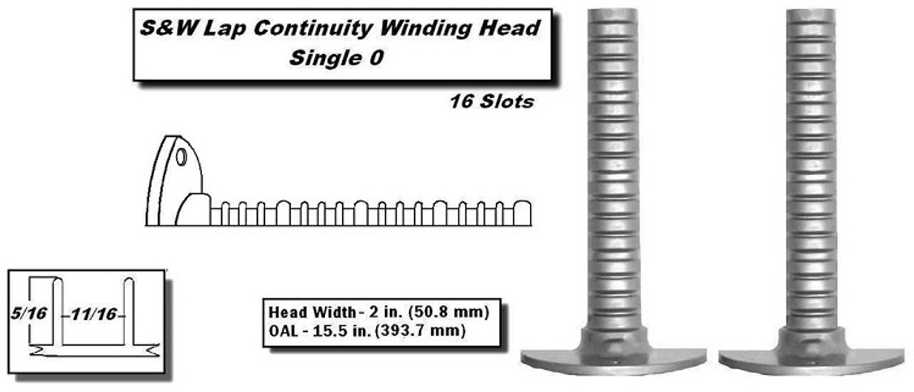 S&W Lap Continuity Heads Lap Continuity Head 16 Slots - 2 in. (50.8 mm) Head Width - OAL 15.5 in. (393.7 mm)