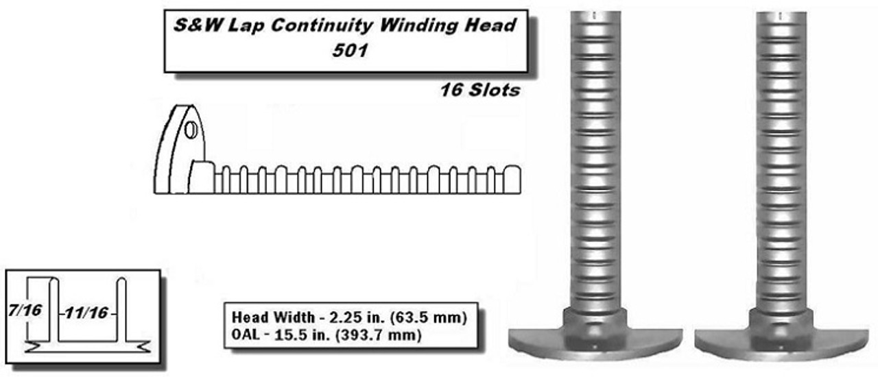 S&W Lap Continuity Heads Lap Continuity Head 16 Slots - 2.25 in. (63.5 mm) Head Width - OAL 15.5 in. (393.7 mm)