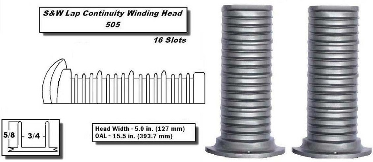 S&W Lap Continuity Heads Lap Continuity Head 16 Slots - 5.0 in. (127 mm) Head Width - OAL 15.5 in. (393.7 mm)