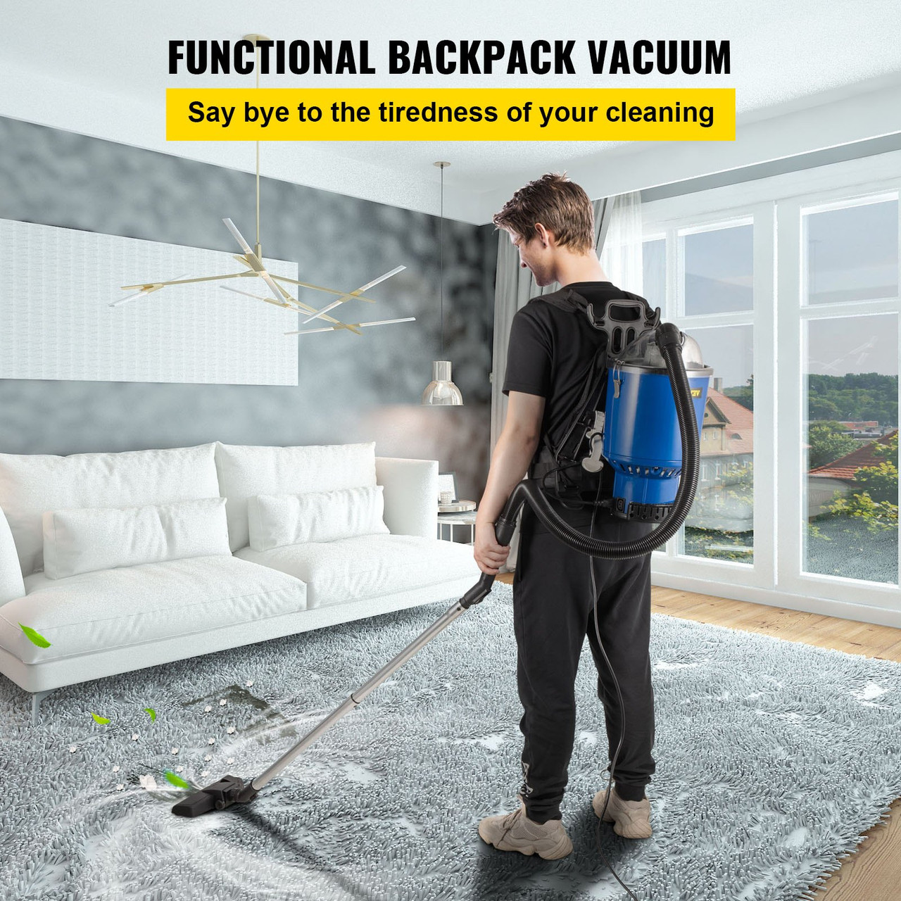 Backpack Vacuum, 3.6qt Backpack Vacuum Cleaner, 5-IN-1 Lightweight Backpack Vacuum, HEPA Filtration Vacuum Backpack, Commercial Industrial Backpack Vacuum with Telescoping Wand, Tool Kit, Corded