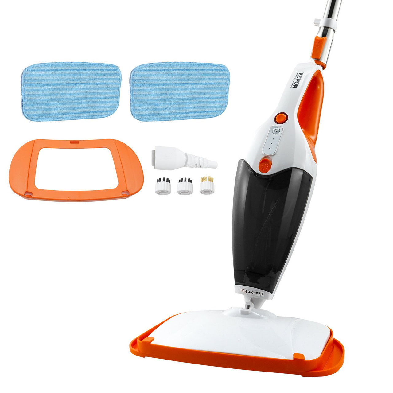 VEVOR Steam Mop 5-in-1 Hard Wood Floor Cleaner with 4 Replaceable Brush Heads for Various Hard Floors Like Ceramic Granite Marble Linoleum Natural