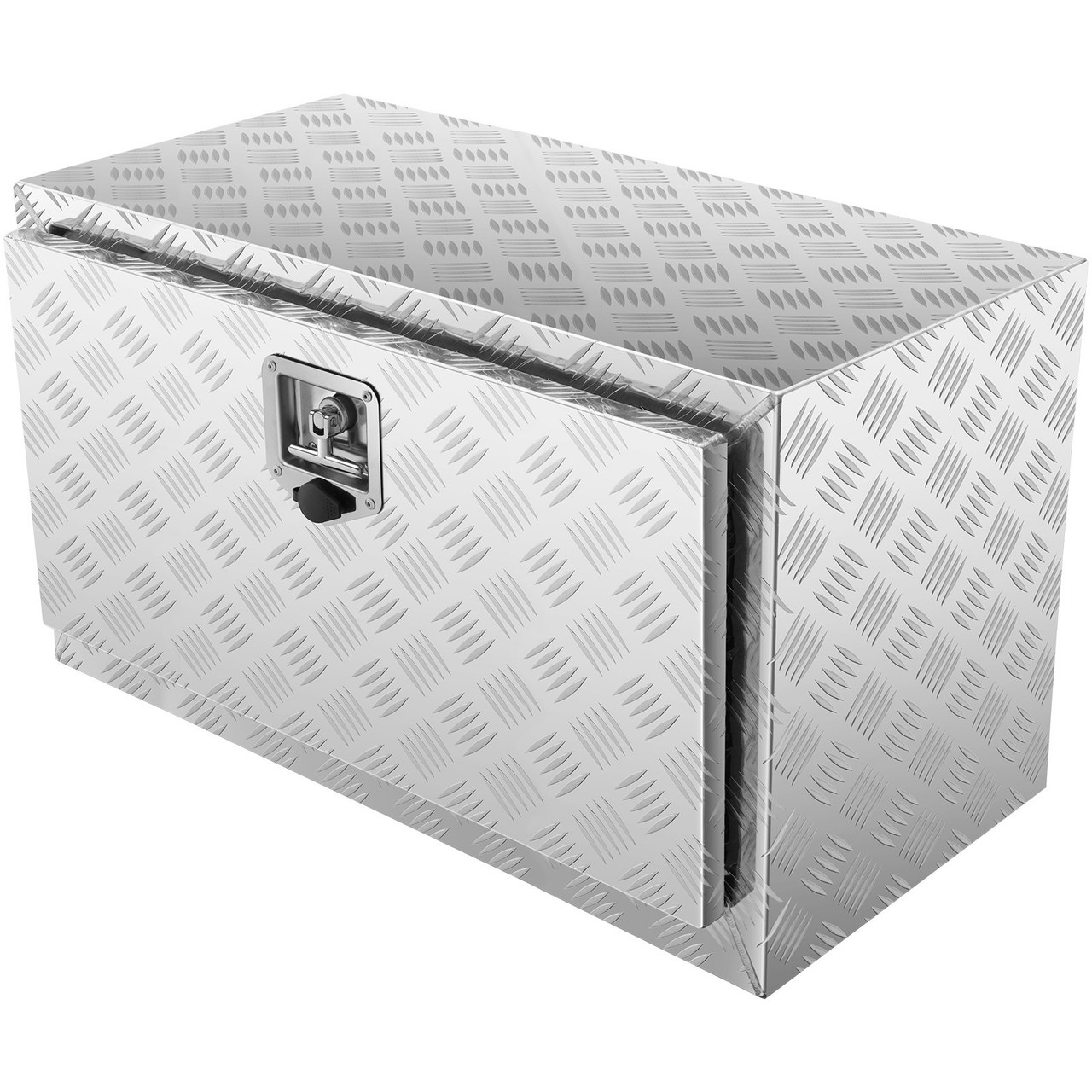 Underbody Truck Box, 30"14"16" Pickup Storage Box, Heavy Duty Aluminum Diamond Plate Tool Box with Lock and Keys, Waterproof Trailer Storage Box with T-Handle Latch for Truck, Van, Trailer