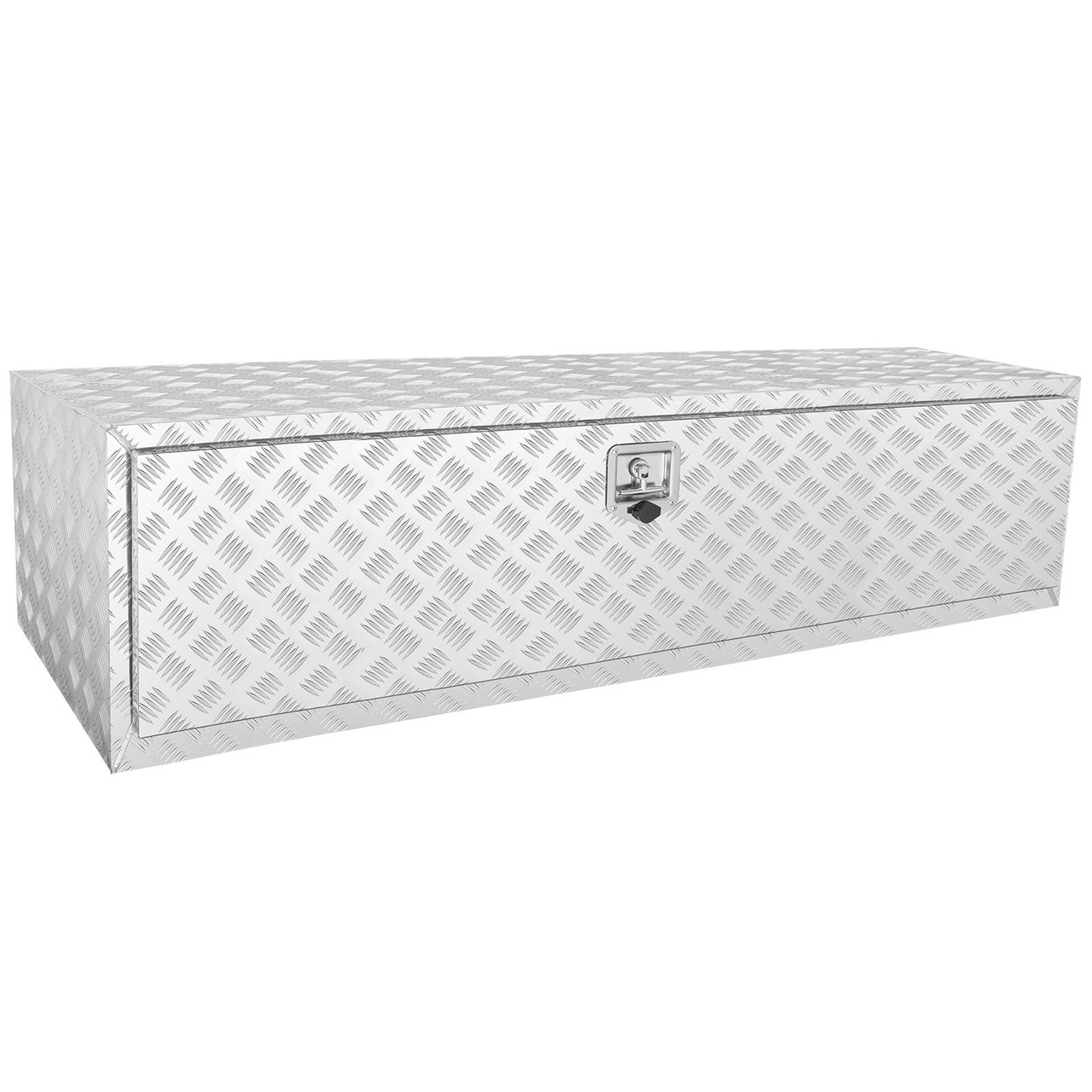 Underbody Truck Box, 60"×24"×24" Pickup Storage Box, Heavy Duty Aluminum Diamond Plate Tool Box with Lock and Keys, Waterproof Trailer Storage Box with T-Handle Latch for Truck, Van, Trailer