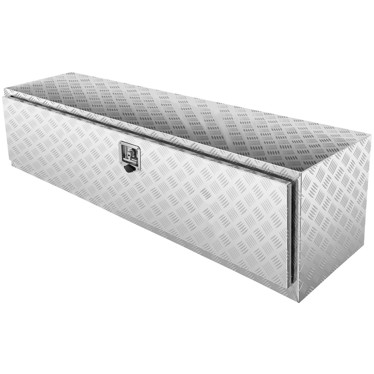 Underbody Truck Box, 60"×24"×24" Pickup Storage Box, Heavy Duty Aluminum Diamond Plate Tool Box with Lock and Keys, Waterproof Trailer Storage Box with T-Handle Latch for Truck, Van, Trailer