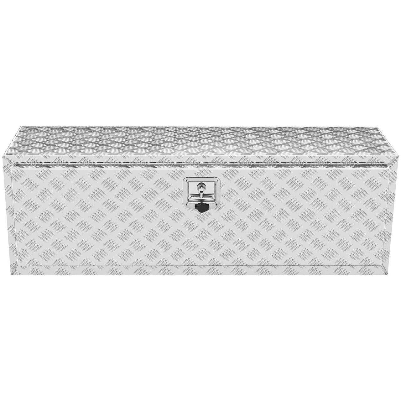 Underbody Truck Box, 48"×24"×24" Pickup Storage Box, Heavy Duty Aluminum Diamond Plate Tool Box with Lock and Keys, Waterproof Trailer Storage Box with T-Handle Latch for Truck, Van, Trailer