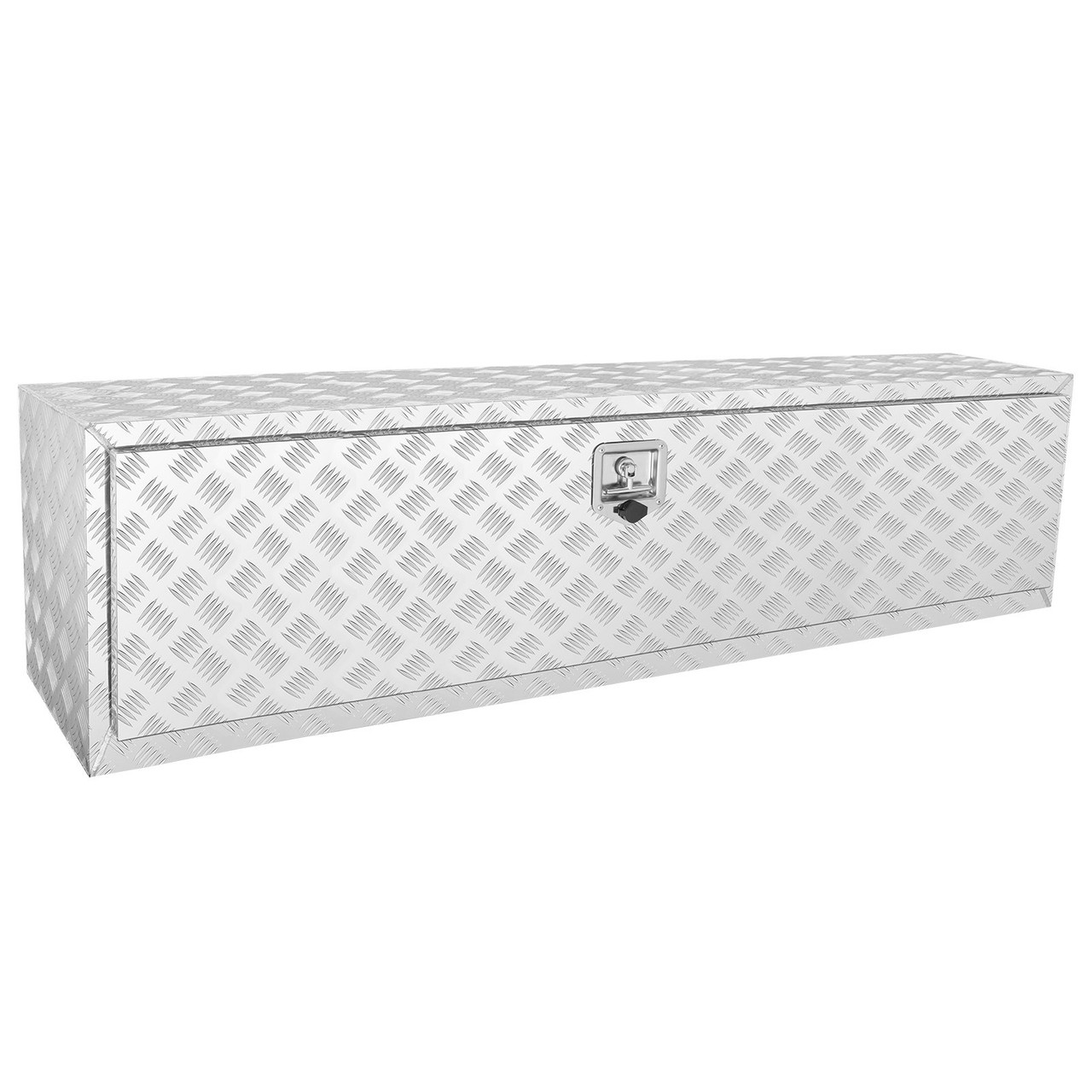 Underbody Truck Box, 60"17"18" Pickup Storage Box, Heavy Duty Aluminum Diamond Plate Tool Box with Lock and Keys, Waterproof Trailer Storage Box with T-Handle Latch for Truck, Van, Trailer