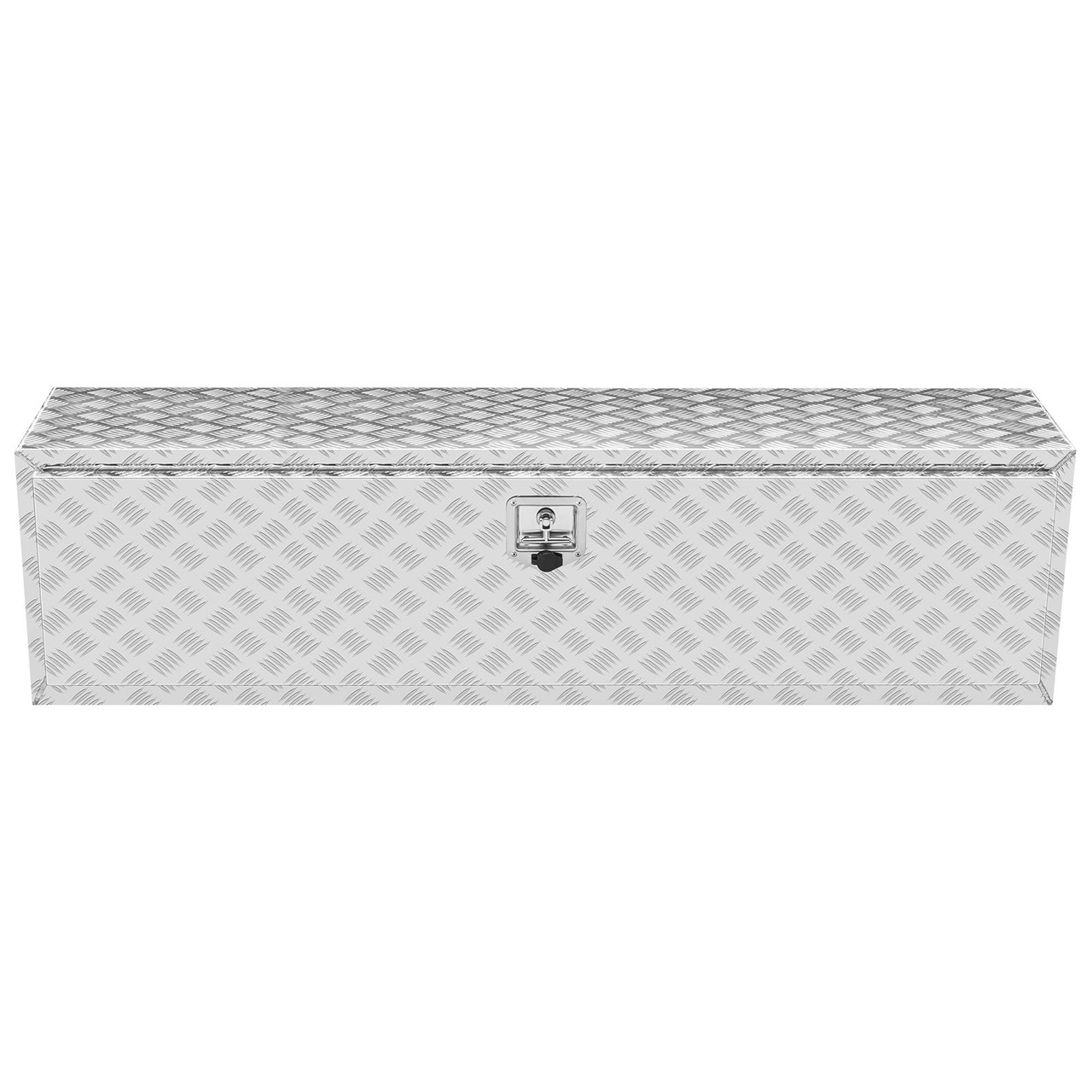 Underbody Truck Box, 60"×17"×18" Pickup Storage Box, Heavy Duty Aluminum Diamond Plate Tool Box with Lock and Keys, Waterproof Trailer Storage Box with T-Handle Latch for Truck, Van, Trailer