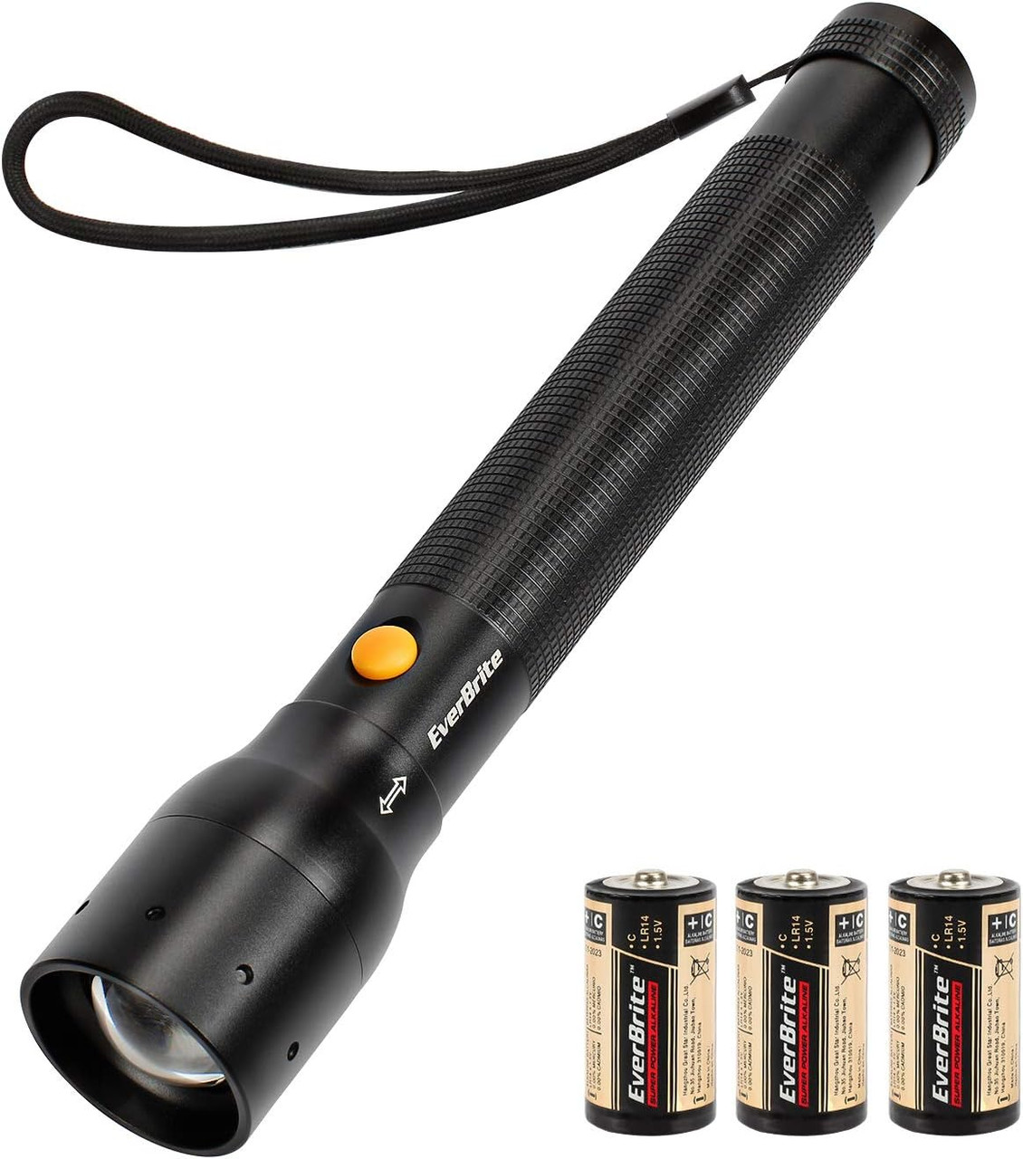 Ultra Bright Tactical Flashlight, 900 Lumen Zoomable Adjustable Focus, 3 Light Modes, Heavy-Duty Aluminum Torch for Hurricane Supplies Camping, Includes 3C Alkaline Batteries