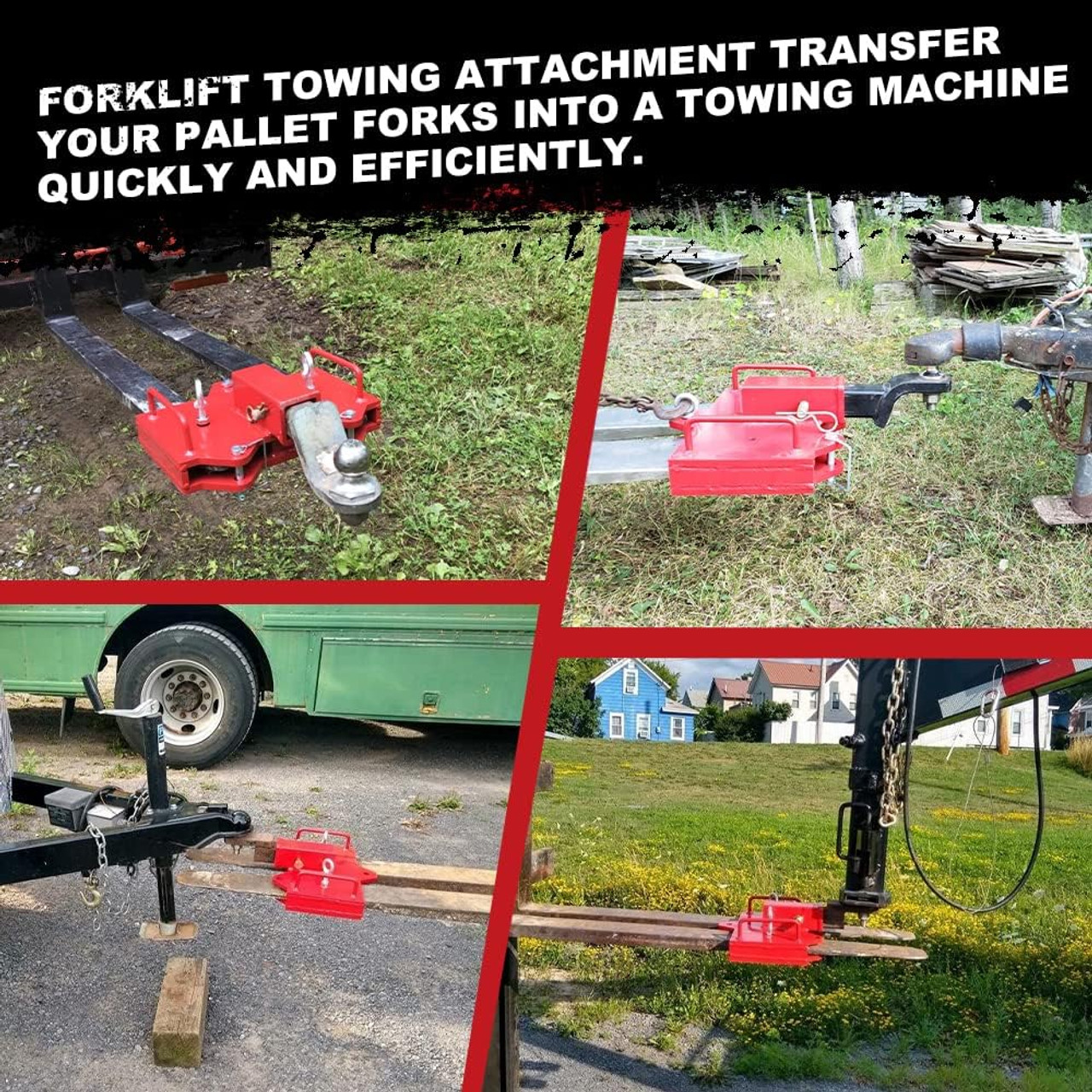 2" Trailer Hitch Receiver Forklift Towing Attachment Fit for Dual Pallet Forks