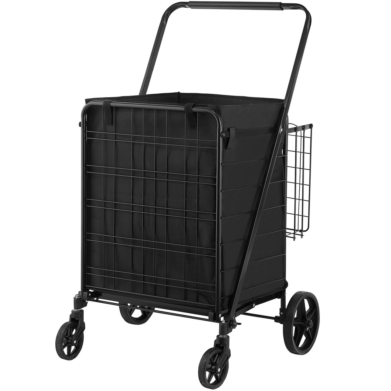 Folding Shopping Cart with Removable Waterproof Liner, 330LBS Large  Capacity Jumbo Grocery Cart with Dual Basket