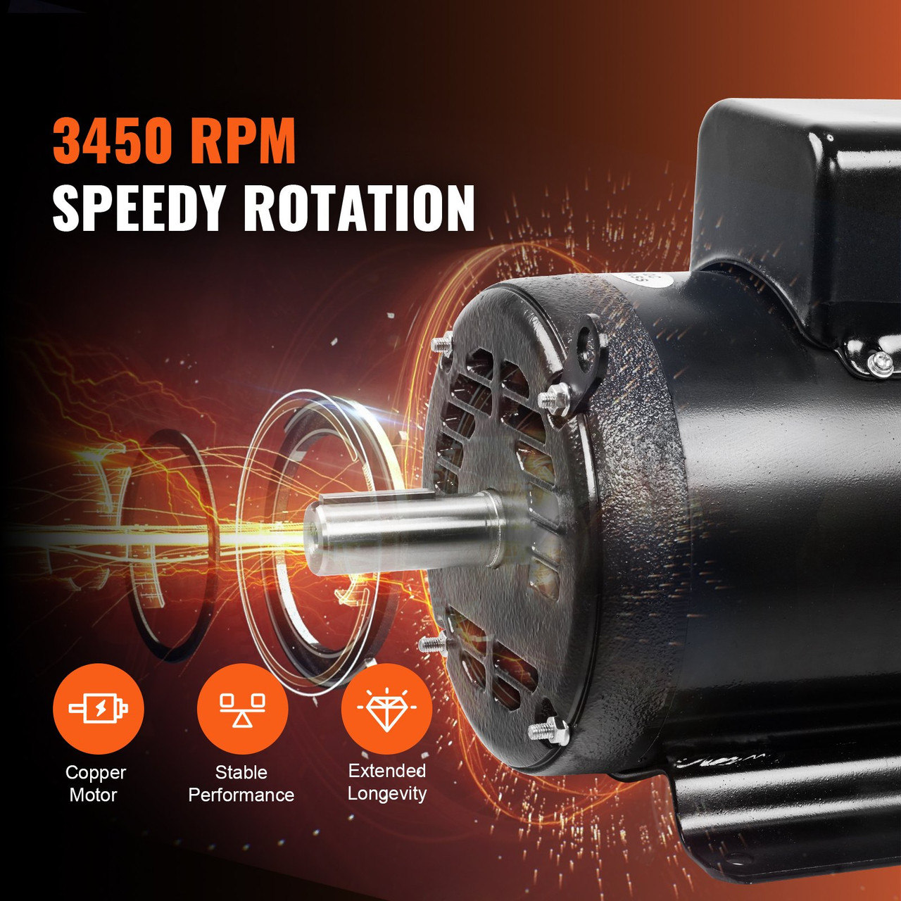 7.5HP Air Compressor Motor, 230V 30 Amps Electric Motor