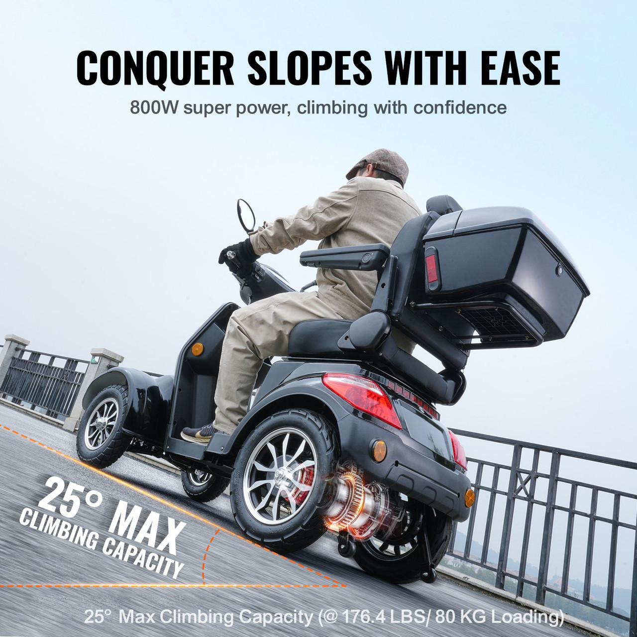 Heavy Duty 4-Wheel Mobility Scooters for Seniors & Adults 500lbs Capacity - 31 Miles 3-Speed Long Range, 800W All Terrain Electric Recreational Scooter Wheelchair with 25Â° Max Climbing Capacity
