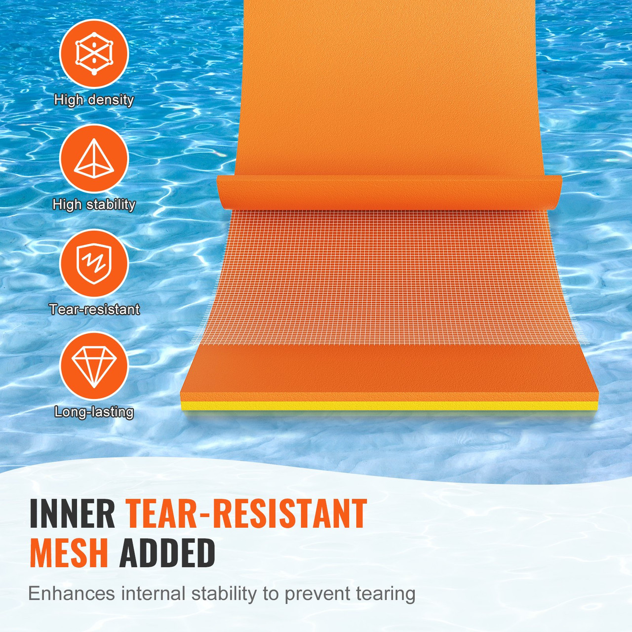 Lily Pad Floating Mat, Large 9x6 FT Floating Water Pad, 3-Layer Floating Dock for Adults Kids, 1.3" Thick Tear-Resistant XPE Foam Raft, Floating Island for Lake, Pool, Ocean, Beach, and Boating