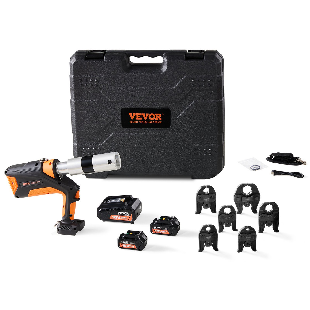 Pro Press Tool, 18V Electric Pipe Crimping Tool for 1/2" to 2" Stainless Steel, Copper, PEX Pipes, 360Â° Rotation Automatic Crimper with Brushless Motor & 6 Pro Press Jaws