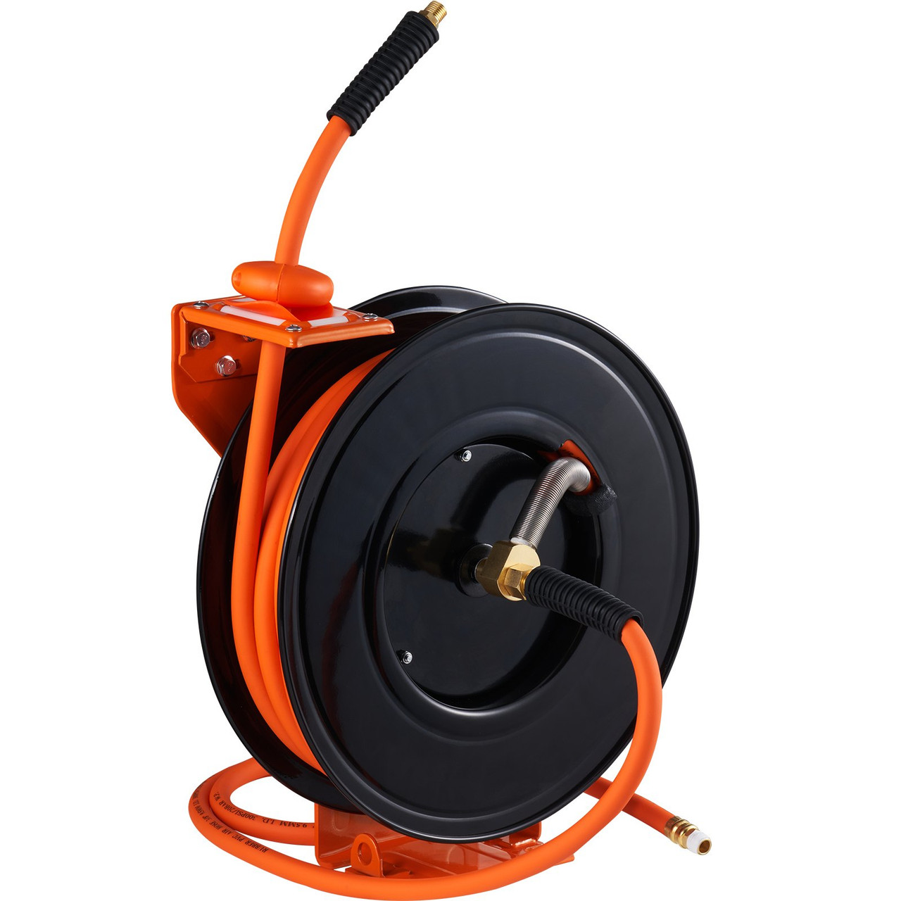 Retractable Air Hose Reel, 3/8 IN x 50 FT Hybrid Air Hose Max 300PSI, Air Compressor Hose Reel with 5 ft Lead in, Ceiling / Wall Mount Heavy Duty Double Arm Steel Reel 