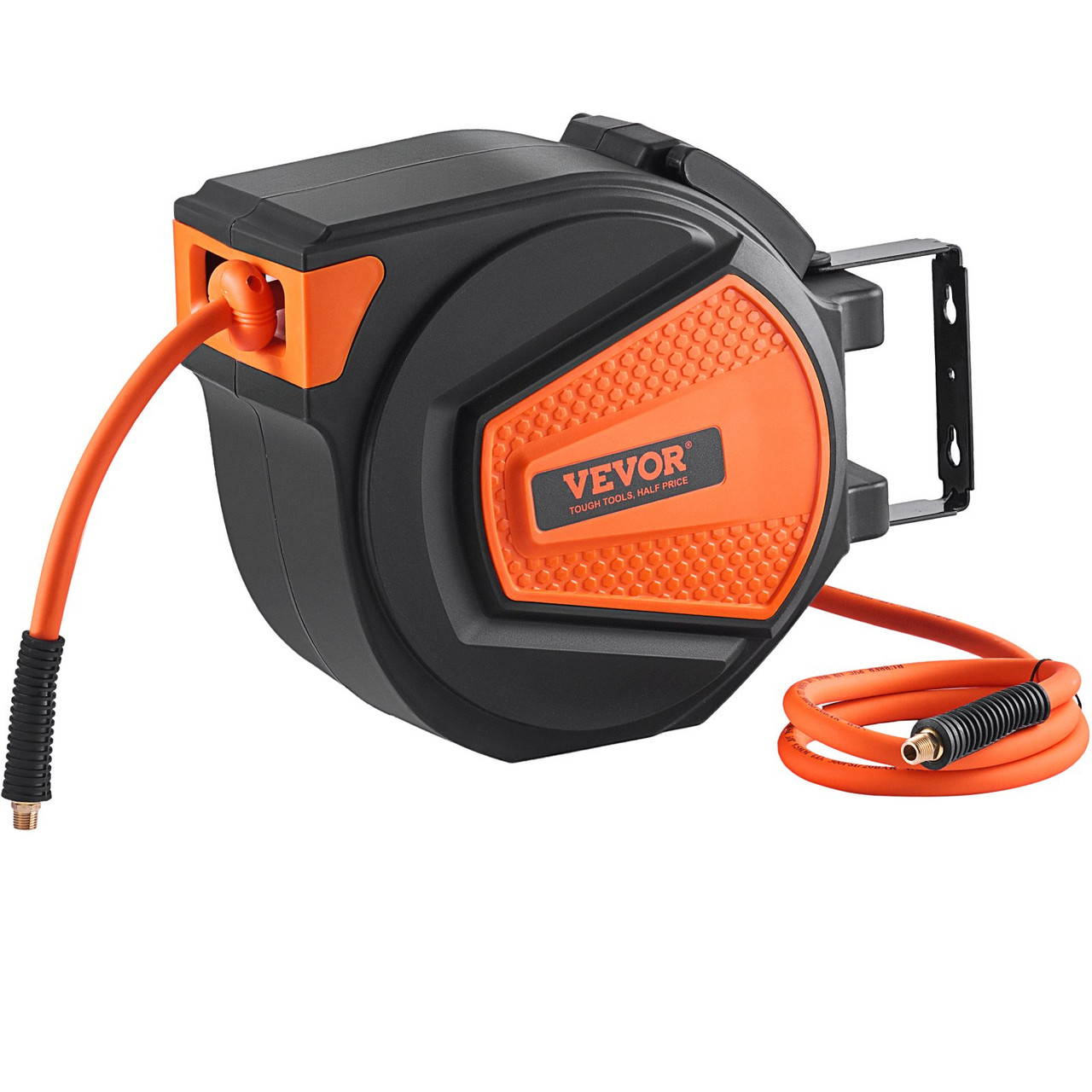 Retractable Air Hose Reel, 3/8 IN x 50 FT Hybrid Air Hose Max 300PSI, Air Compressor Hose Reel with 5 ft Lead in, Ceiling / Wall Mount Enclosed Air Reel, 180Â° Swivel Mount